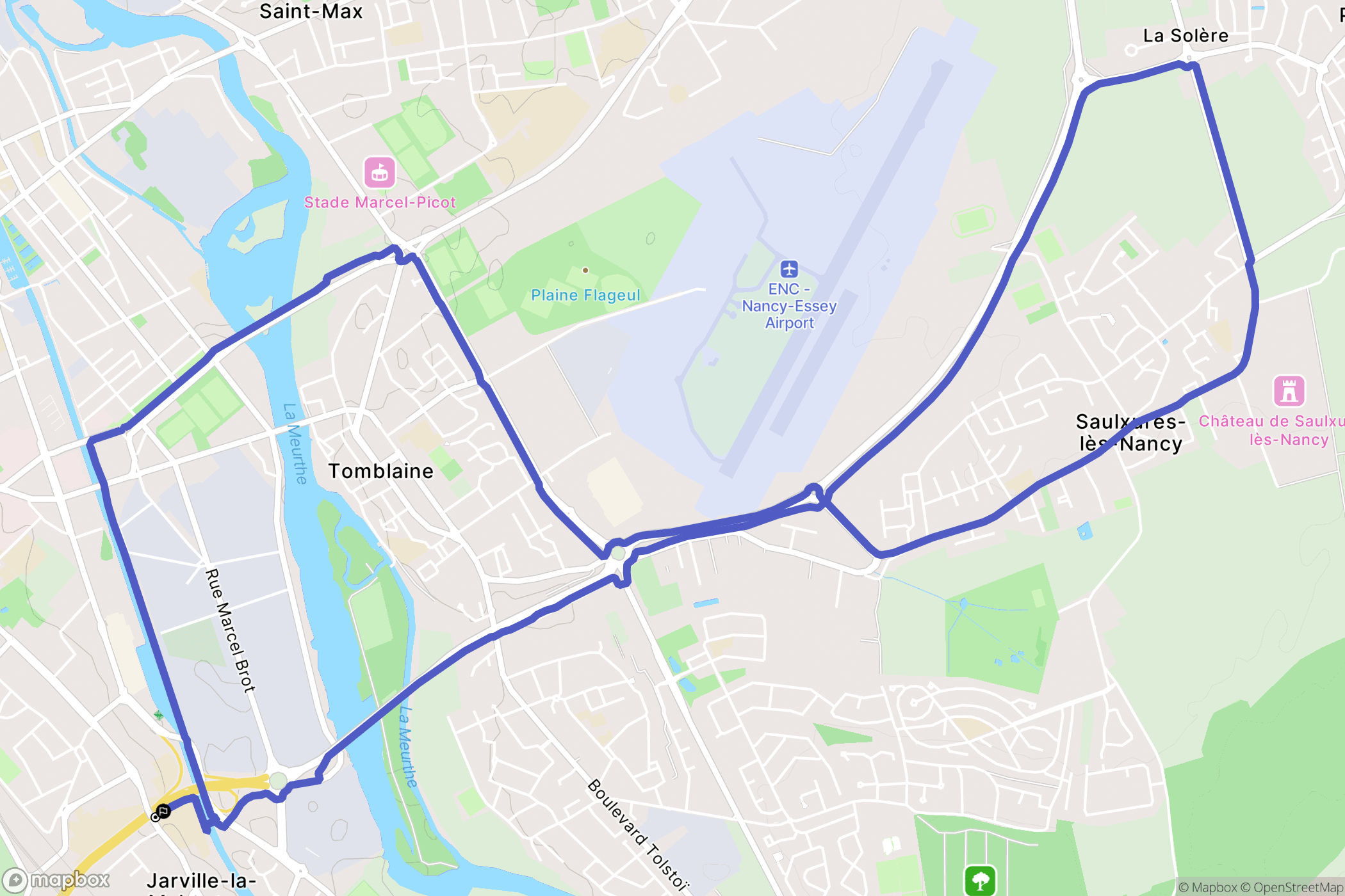 Jarville-la-Malgrange : carte du parcours de randonnée - France
