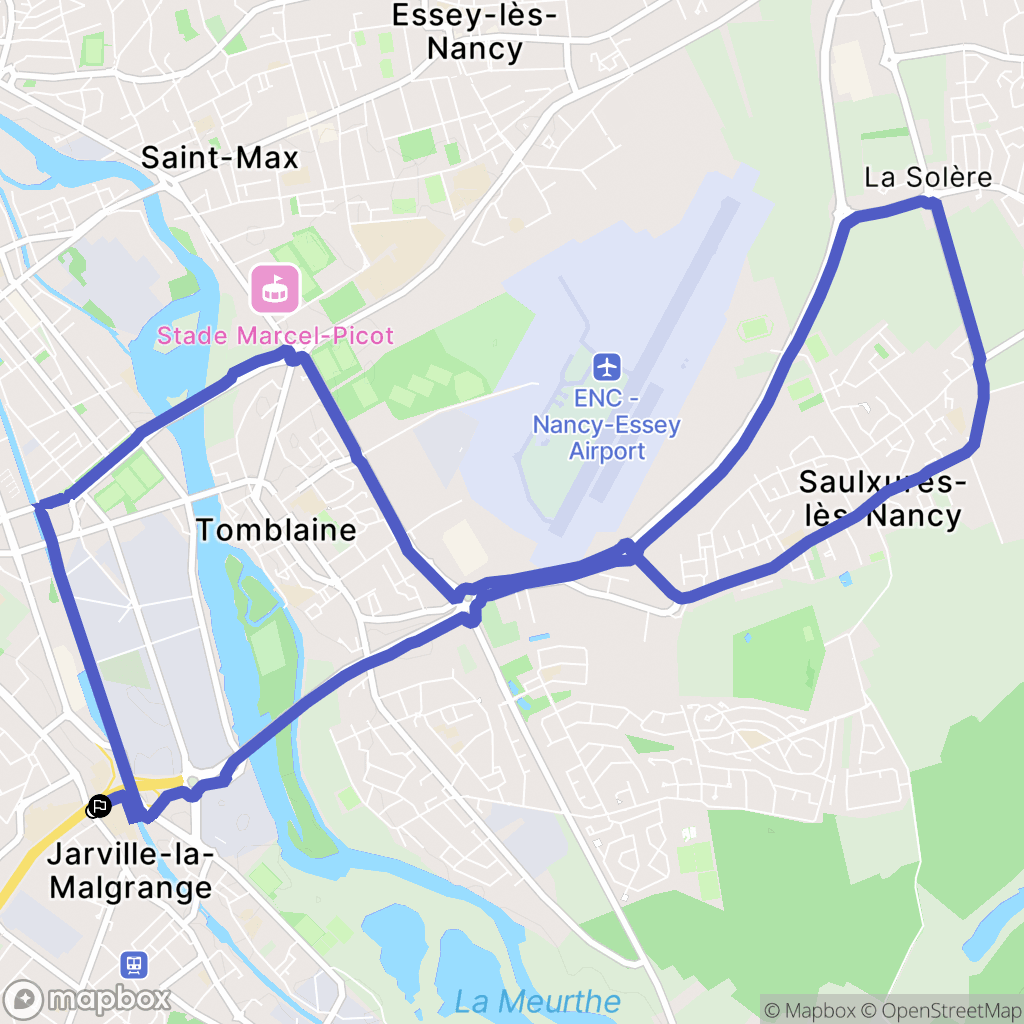 Jarville-la-Malgrange : carte du parcours de randonnée - France