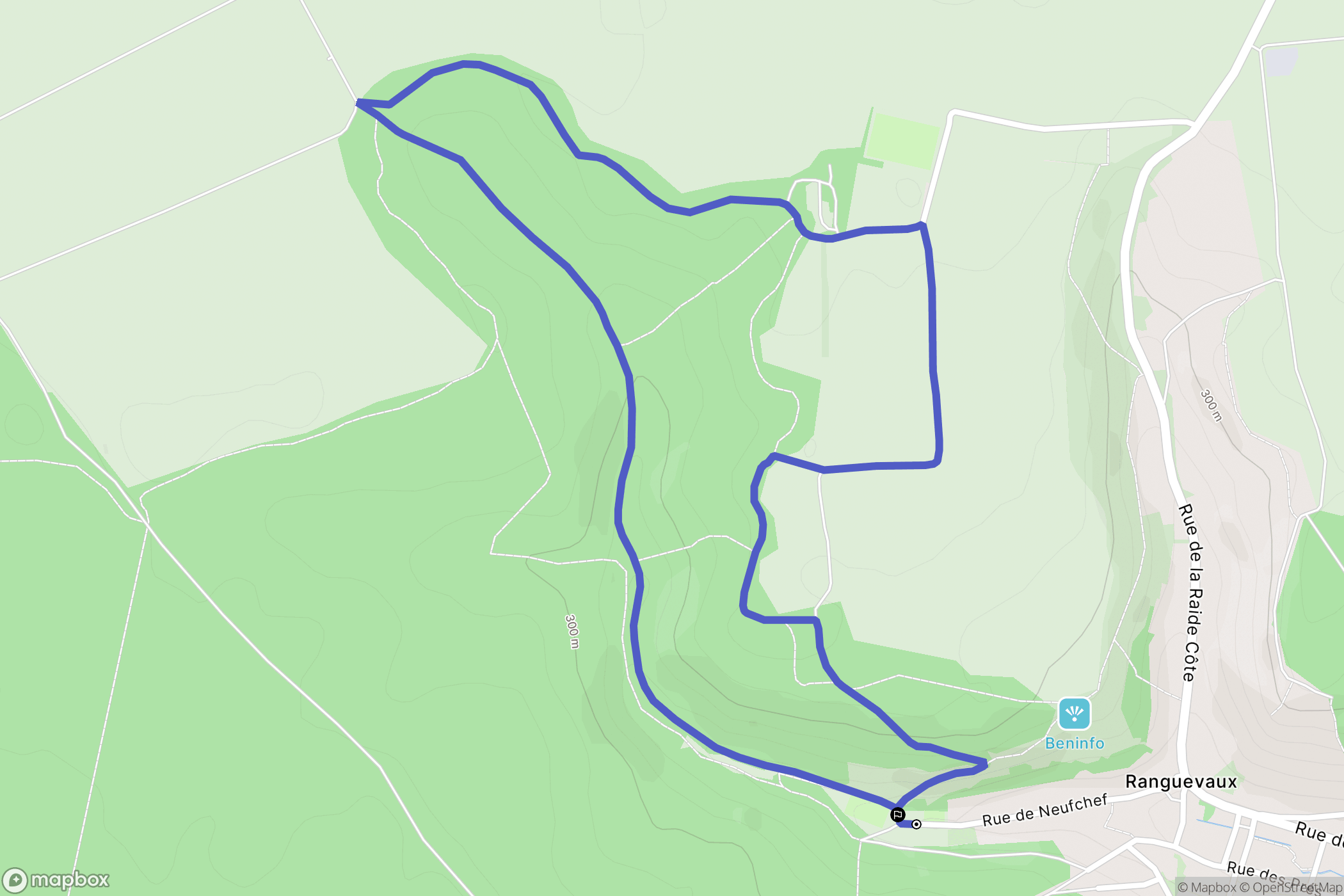Ranguevaux : carte du parcours de randonnée - France