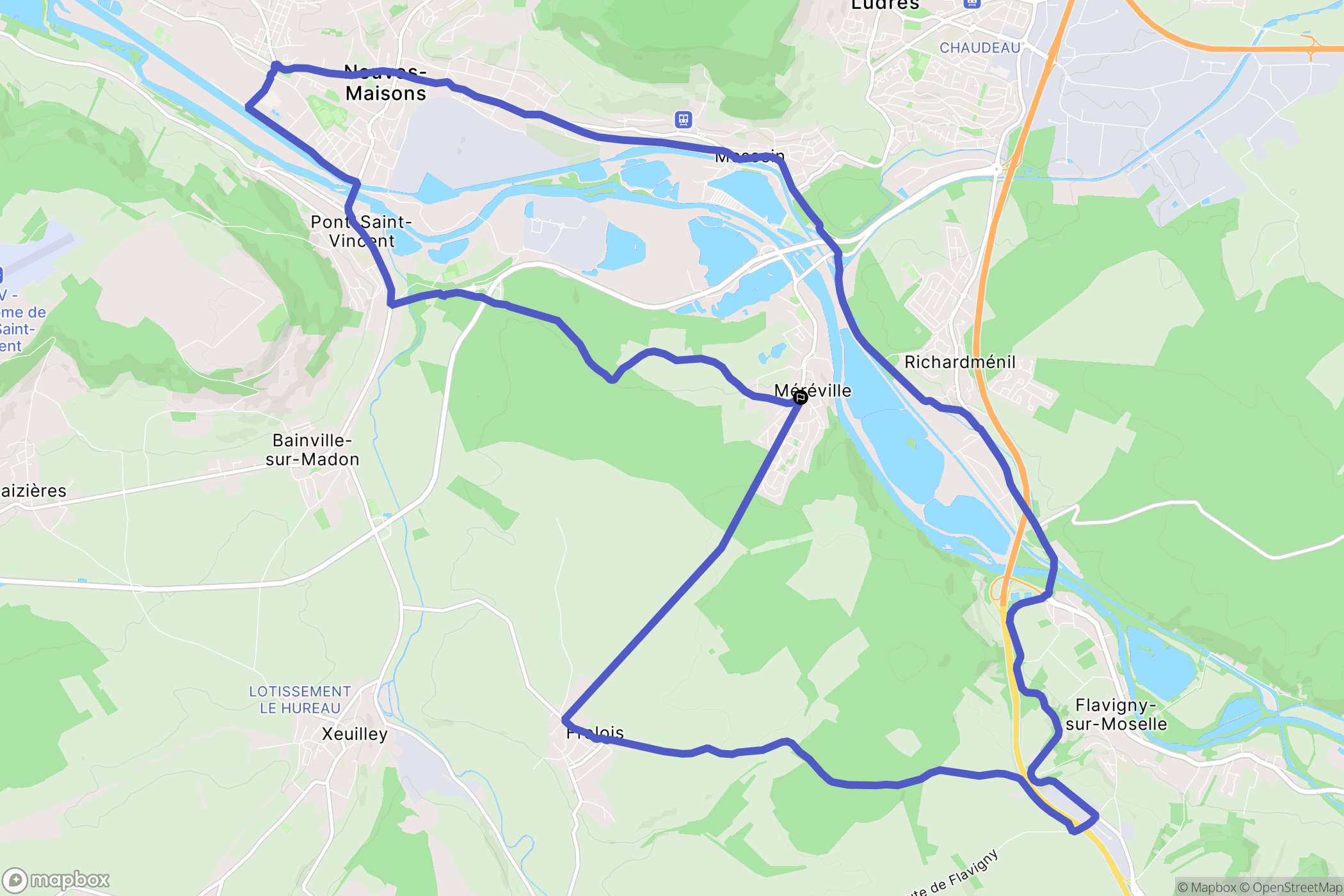 Méréville : carte du parcours de randonnée - France