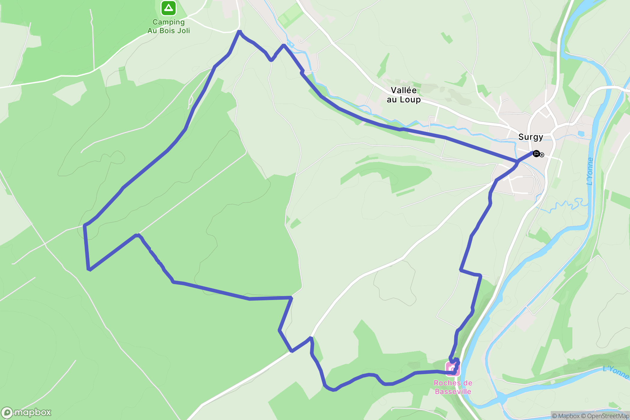 Surgy : carte du parcours de randonnée - France