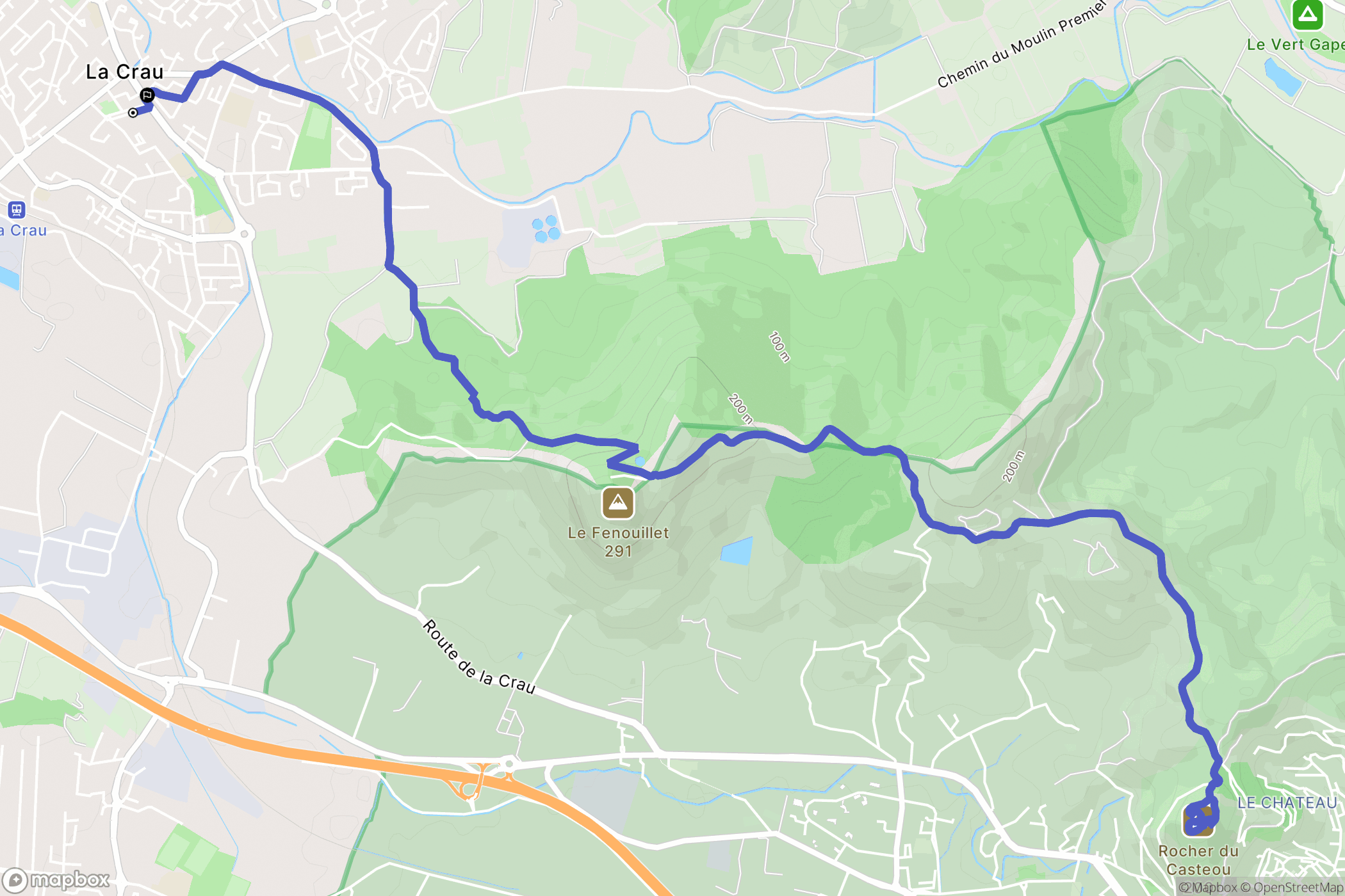 La Crau : carte du parcours de randonnée - France