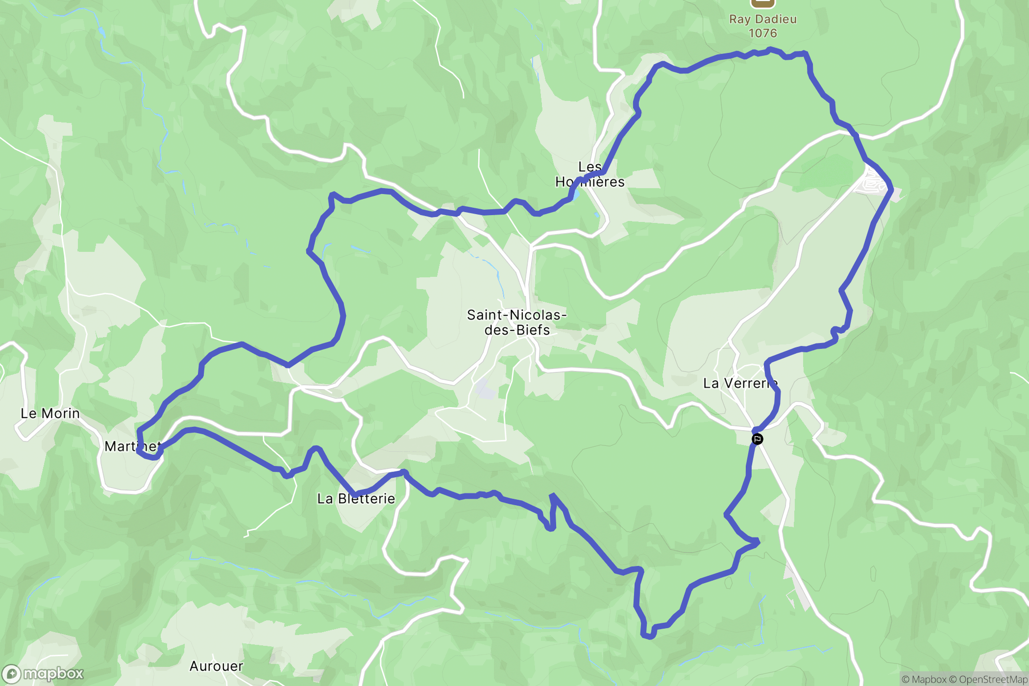 Saint-Nicolas-des-Biefs : carte du parcours de randonnée - France