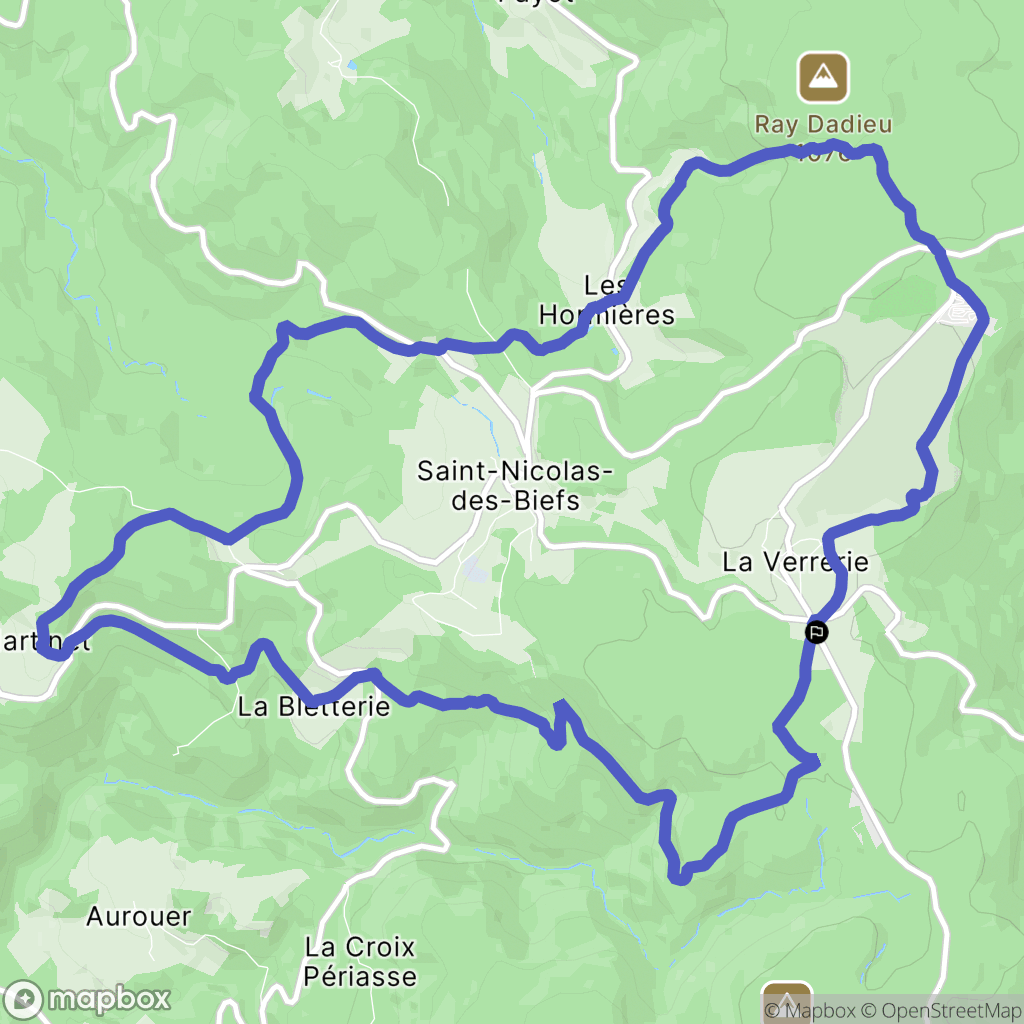 Saint-Nicolas-des-Biefs : carte du parcours de randonnée - France
