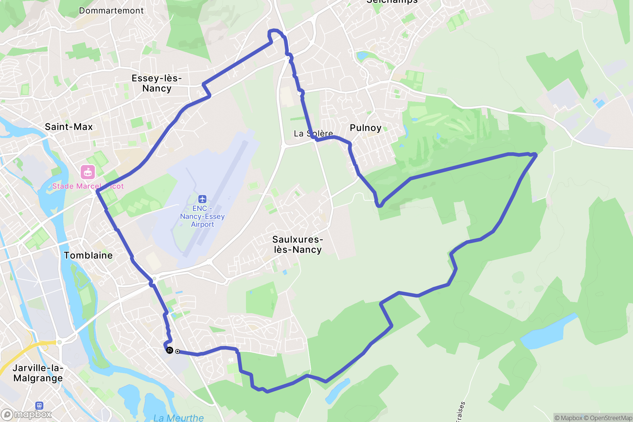 Tomblaine : carte du parcours de randonnée - France