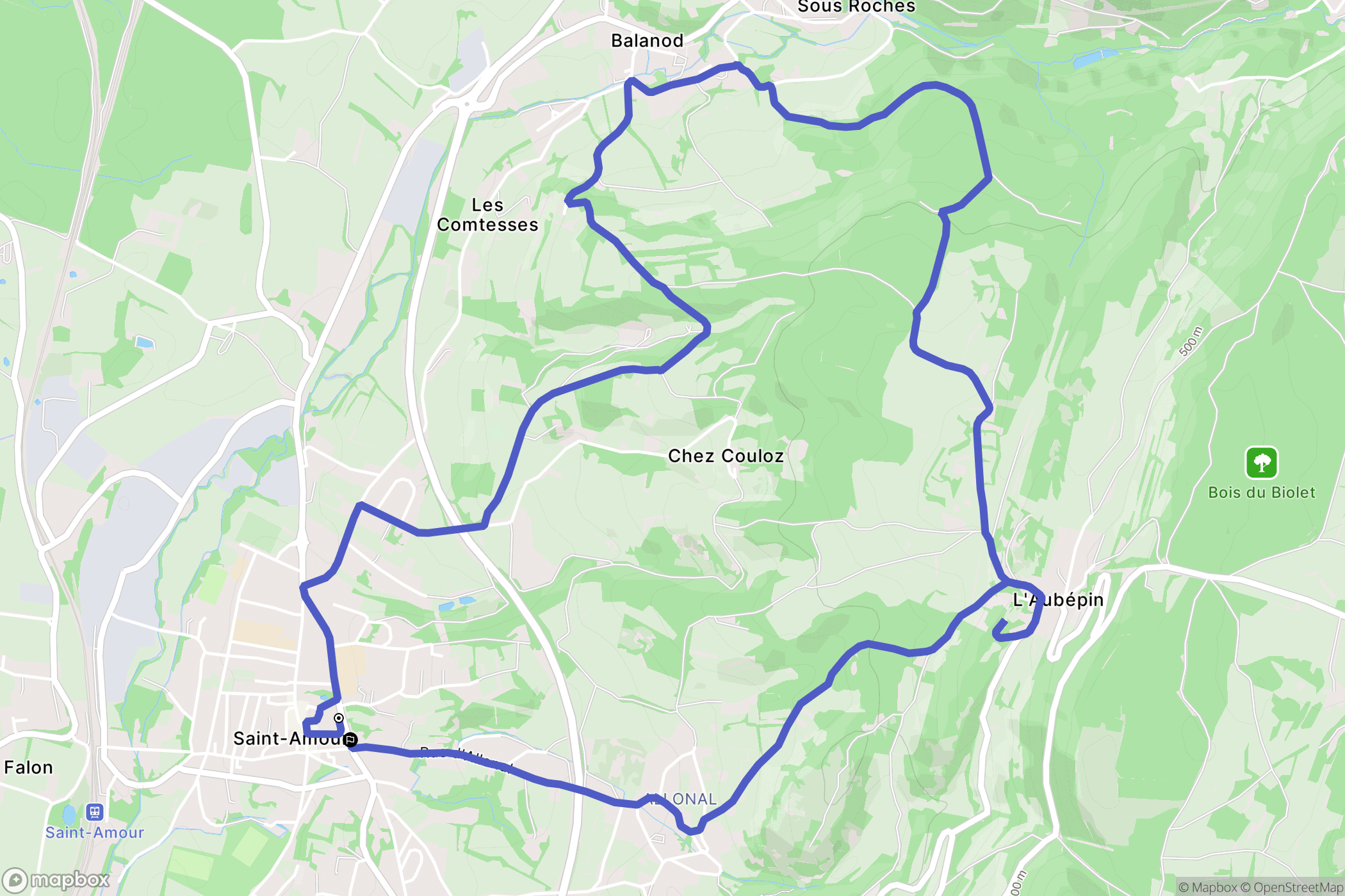 Saint-Amour : carte du parcours de randonnée - France