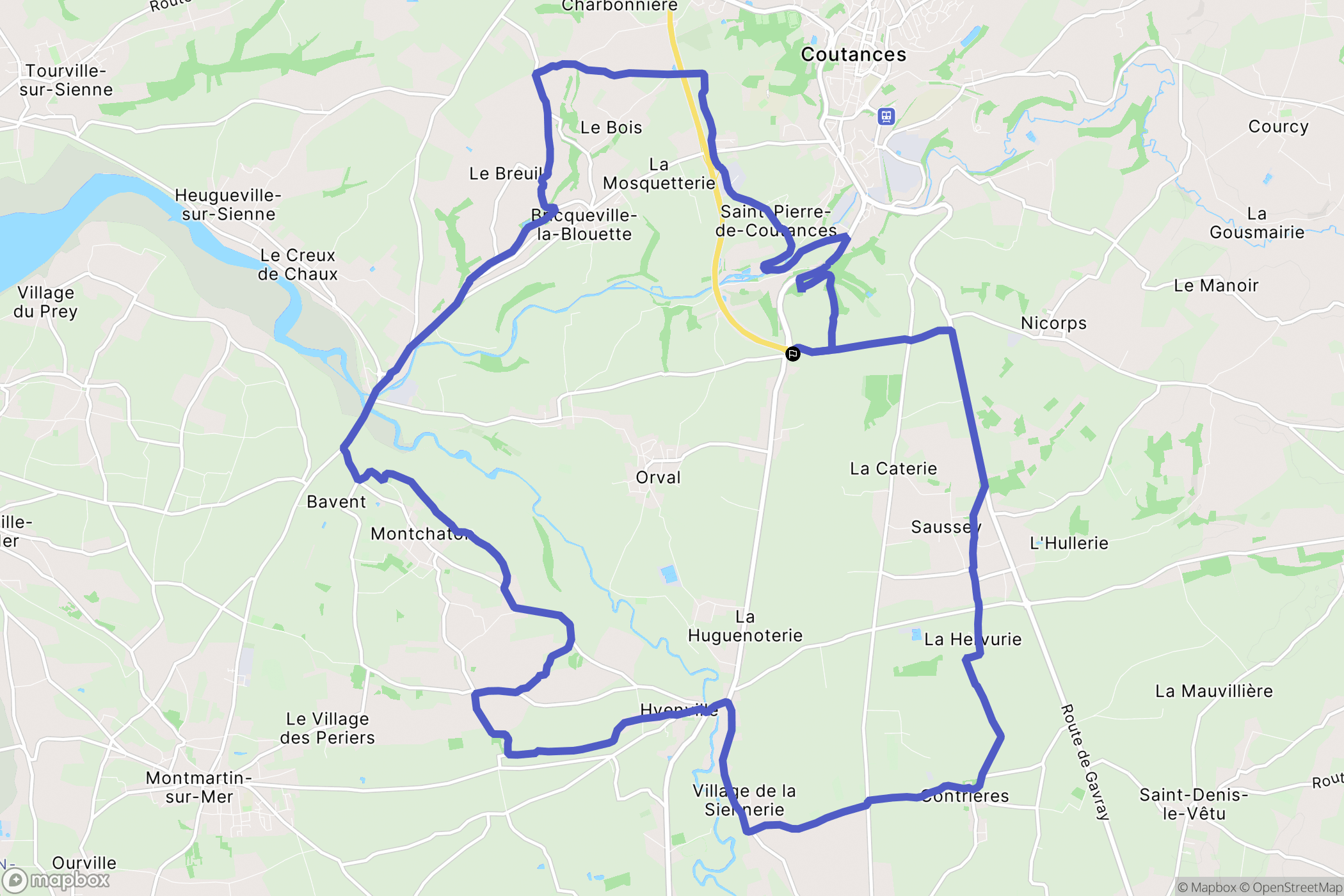 Orval-sur-Sienne : carte du parcours de randonnée - France