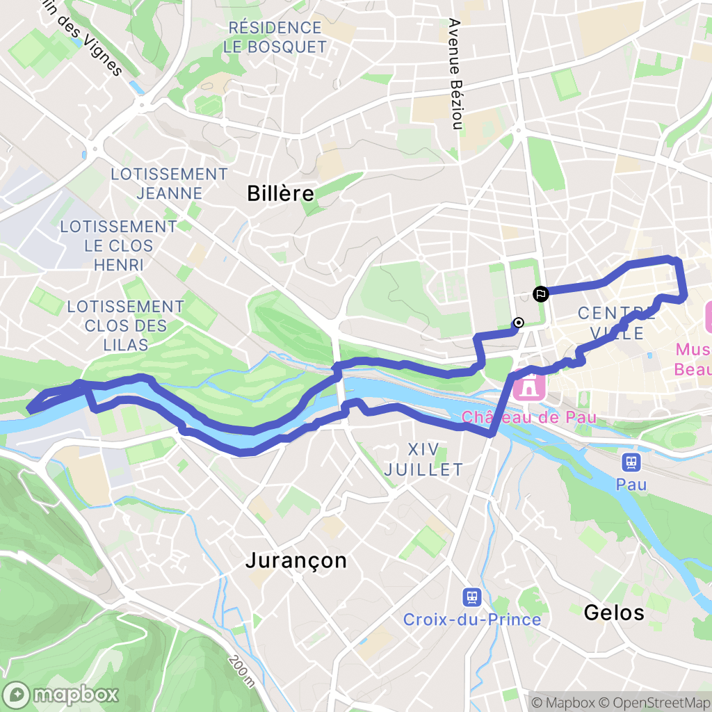 Pau : carte du parcours de randonnée - France