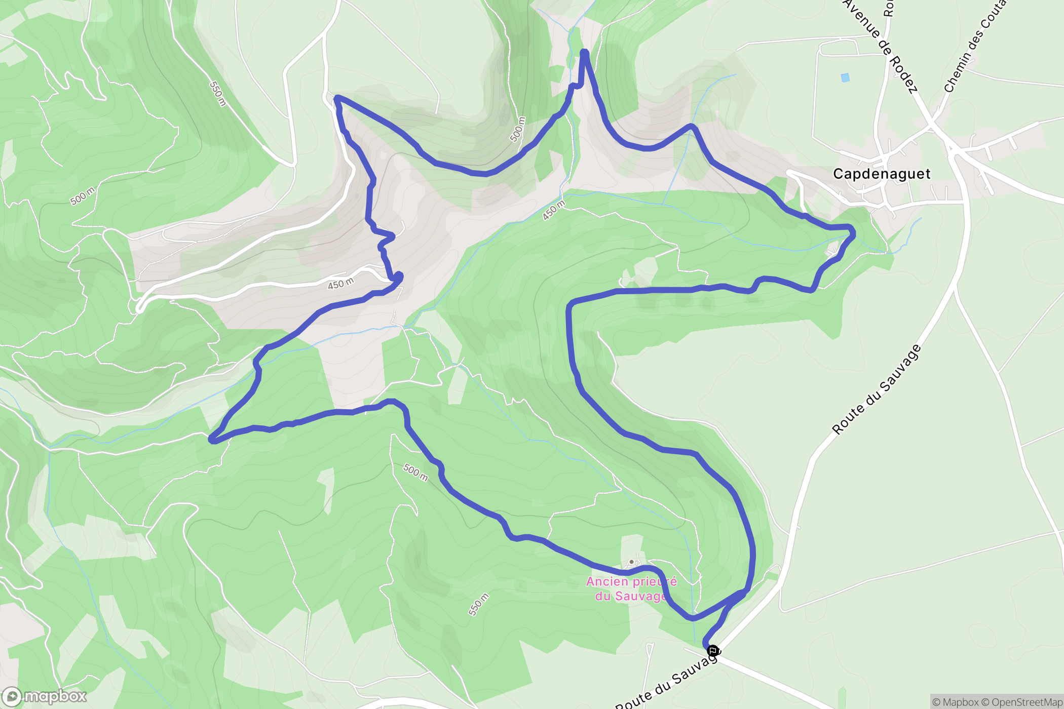 Druelle Balsac : carte du parcours de randonnée - France