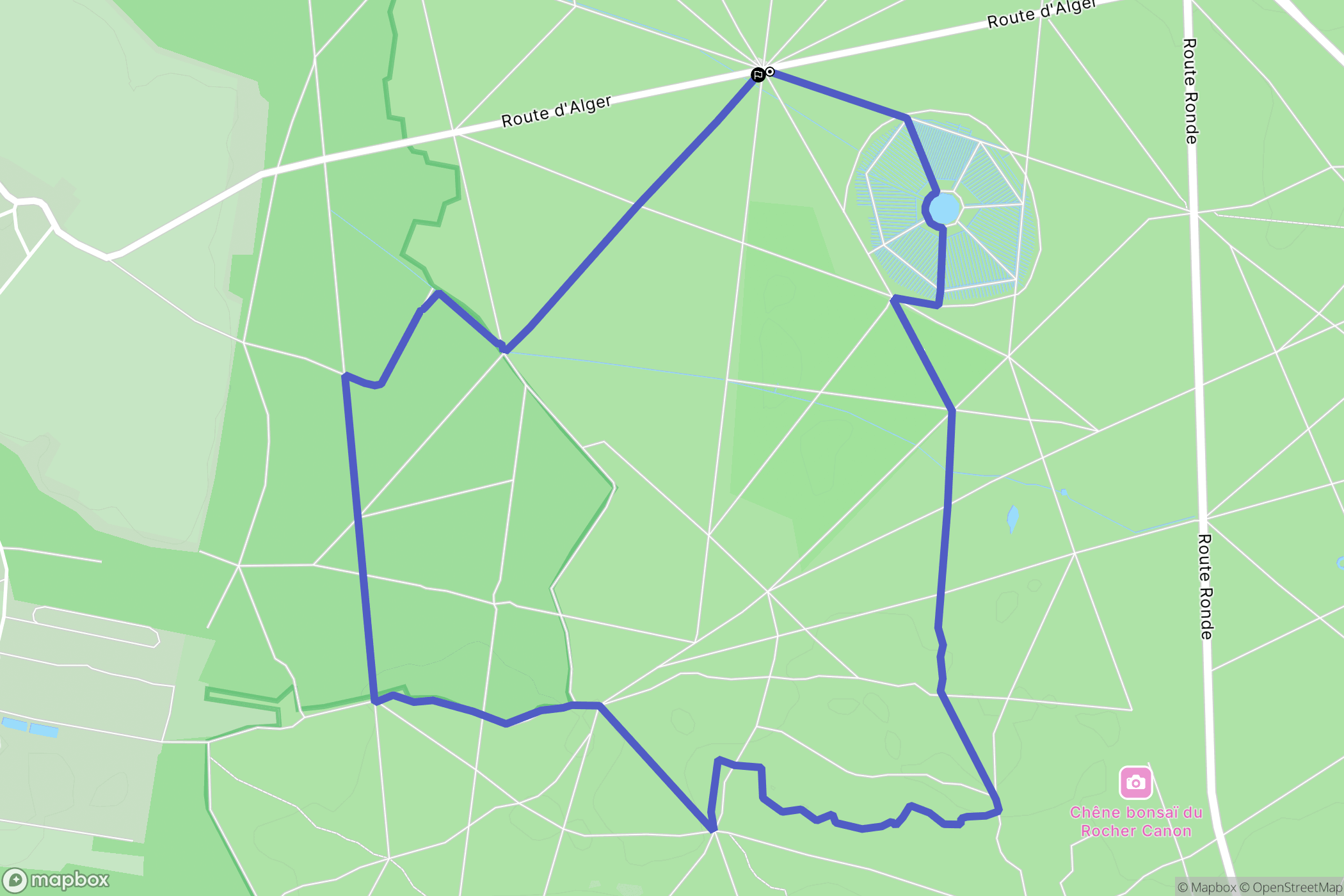 Fontainebleau : carte du parcours de randonnée - France