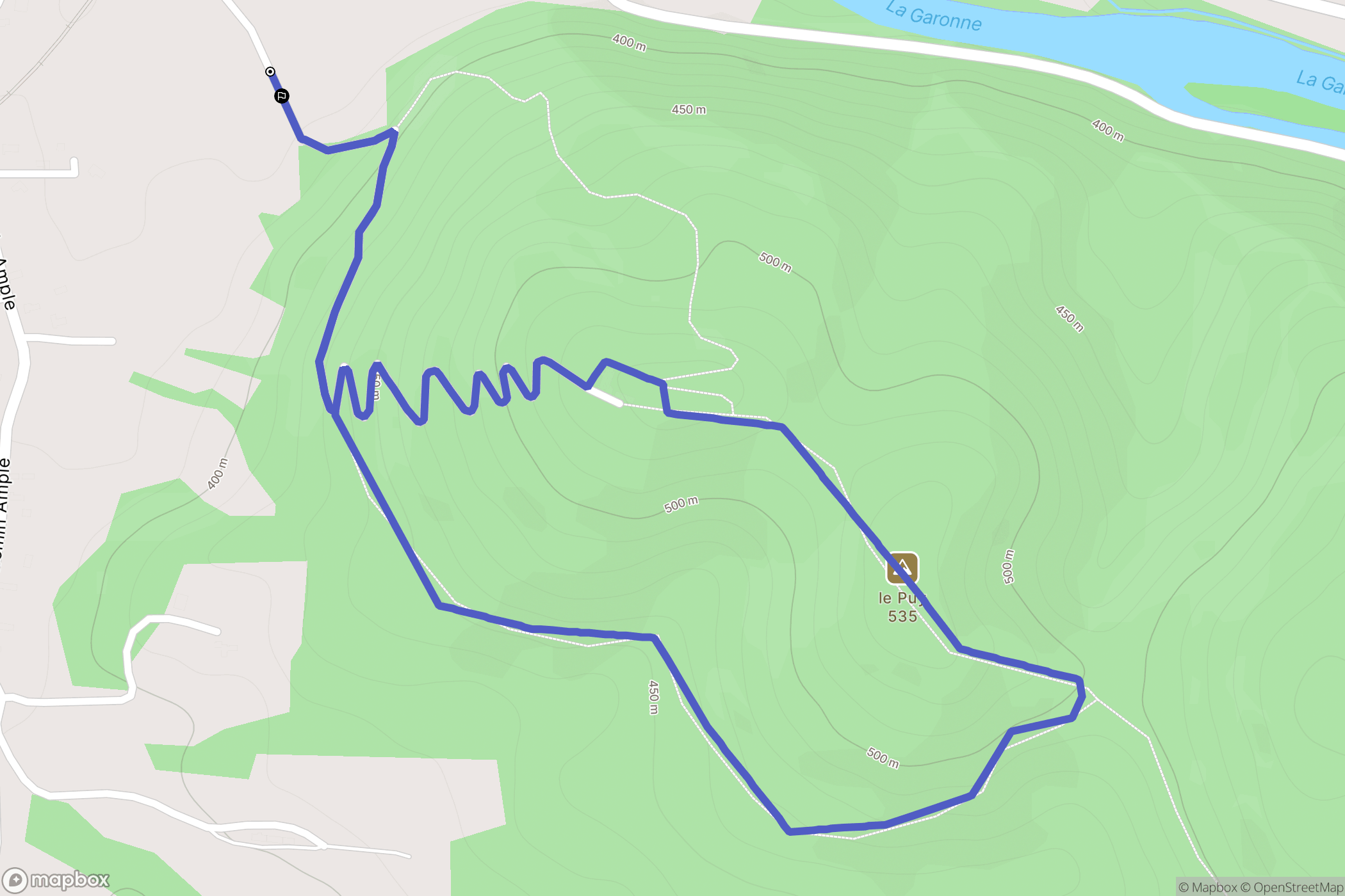 Valentine : carte du parcours de randonnée - France