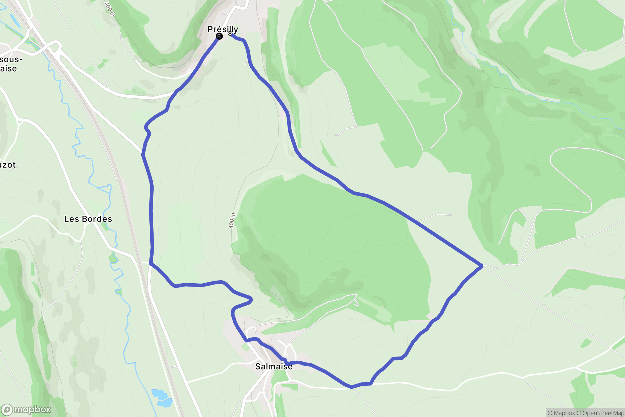 Boux-sous-Salmaise : carte du parcours de randonnée - France