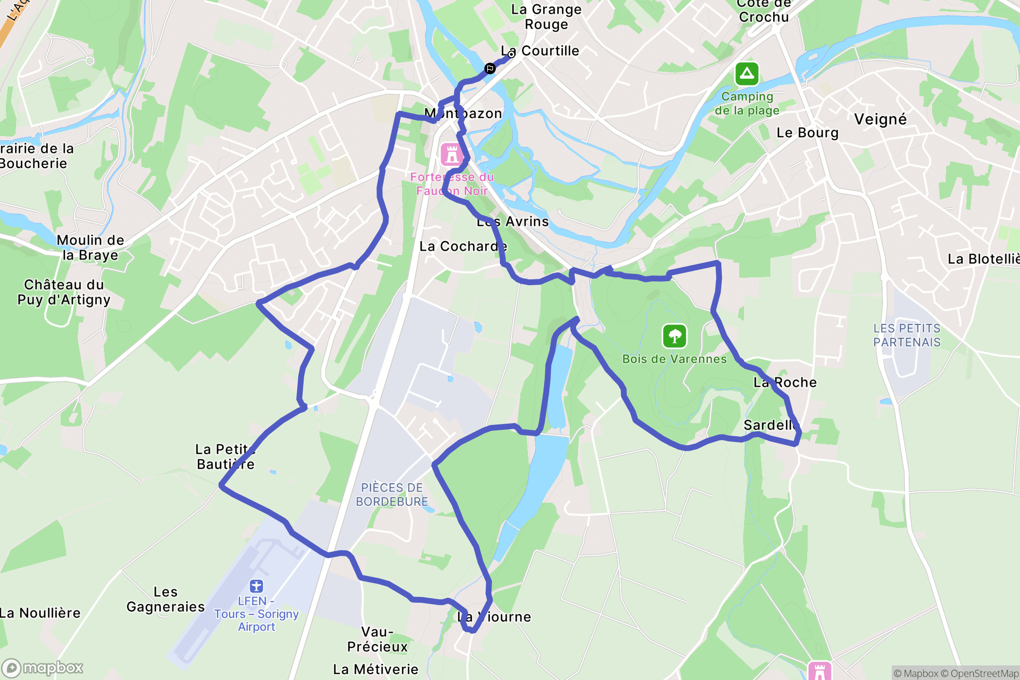 Montbazon : carte du parcours de randonnée - France