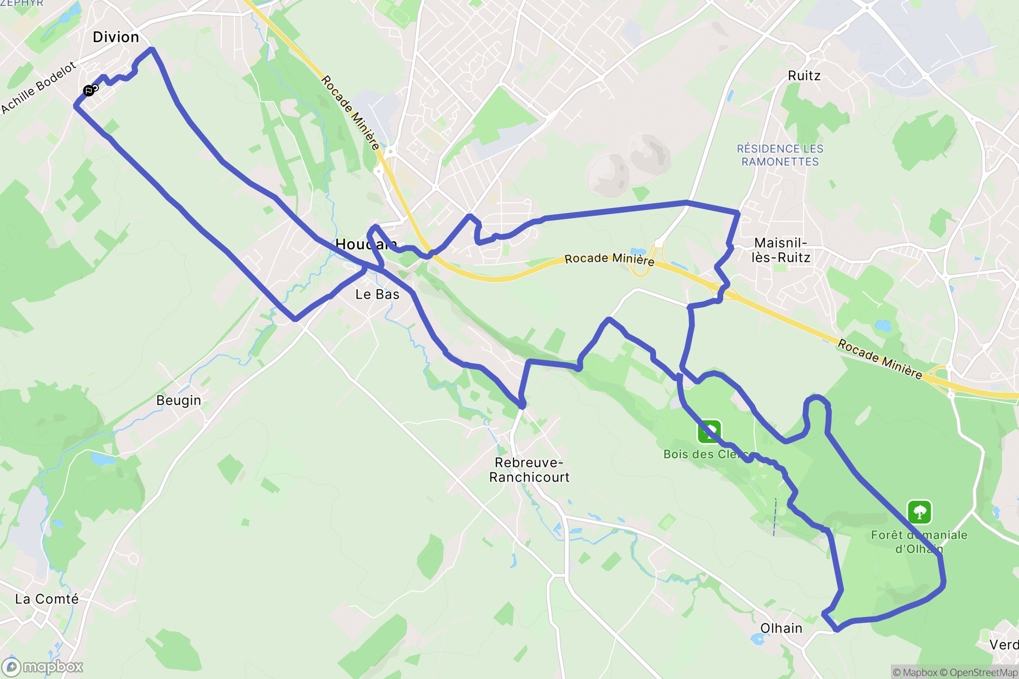 Divion : carte du parcours de randonnée - France