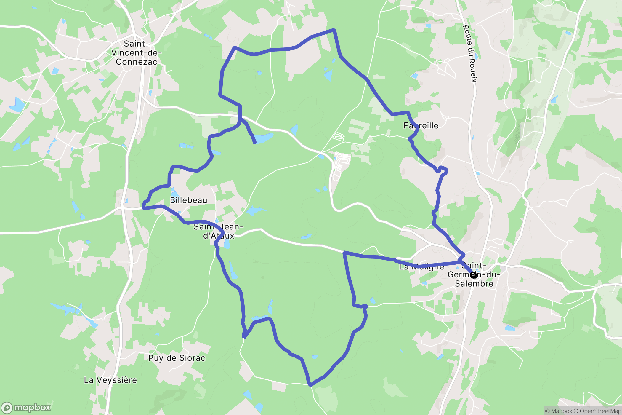Saint-Germain-du-Salembre : carte du parcours de randonnée - France