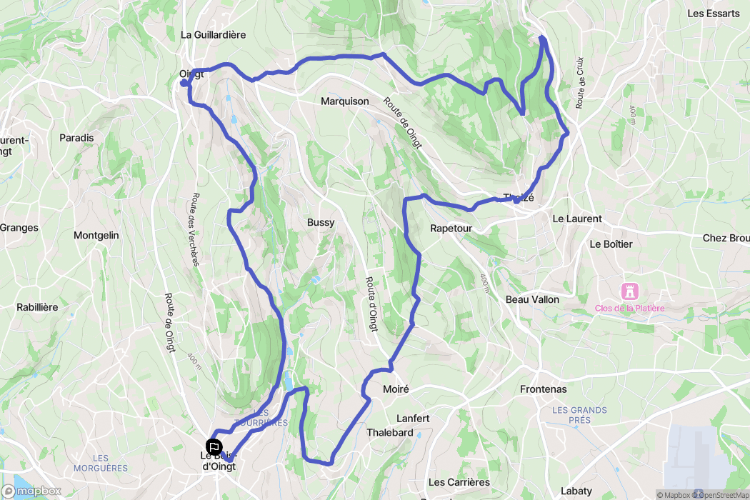Val d'Oingt : carte du parcours de randonnée - France