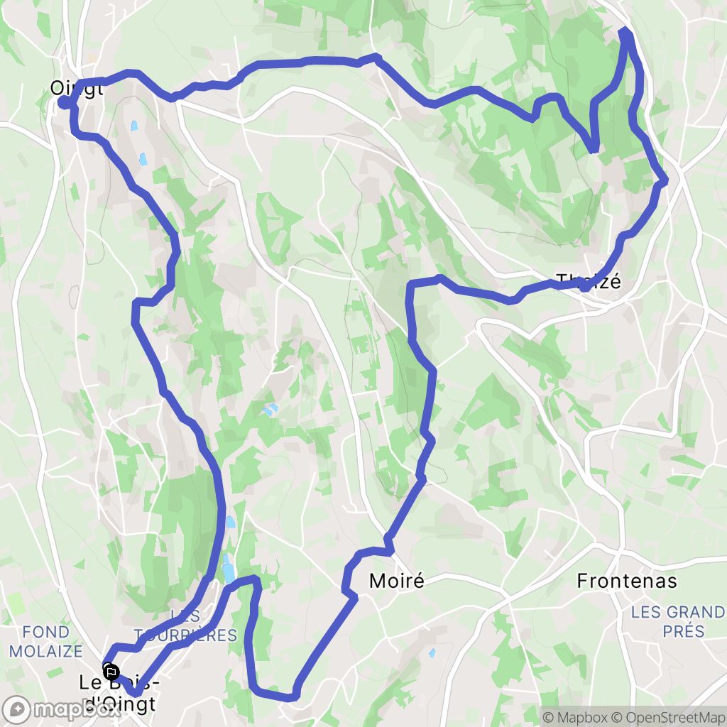 Val d'Oingt : carte du parcours de randonnée - France