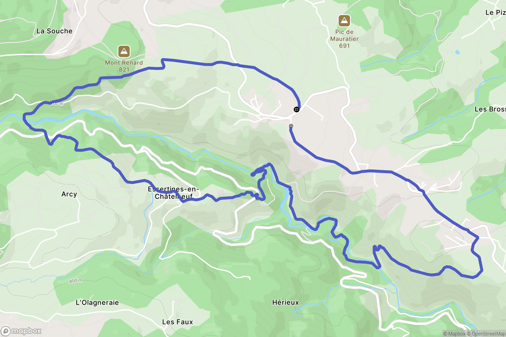 Essertines-en-Châtelneuf : carte du parcours de randonnée - France