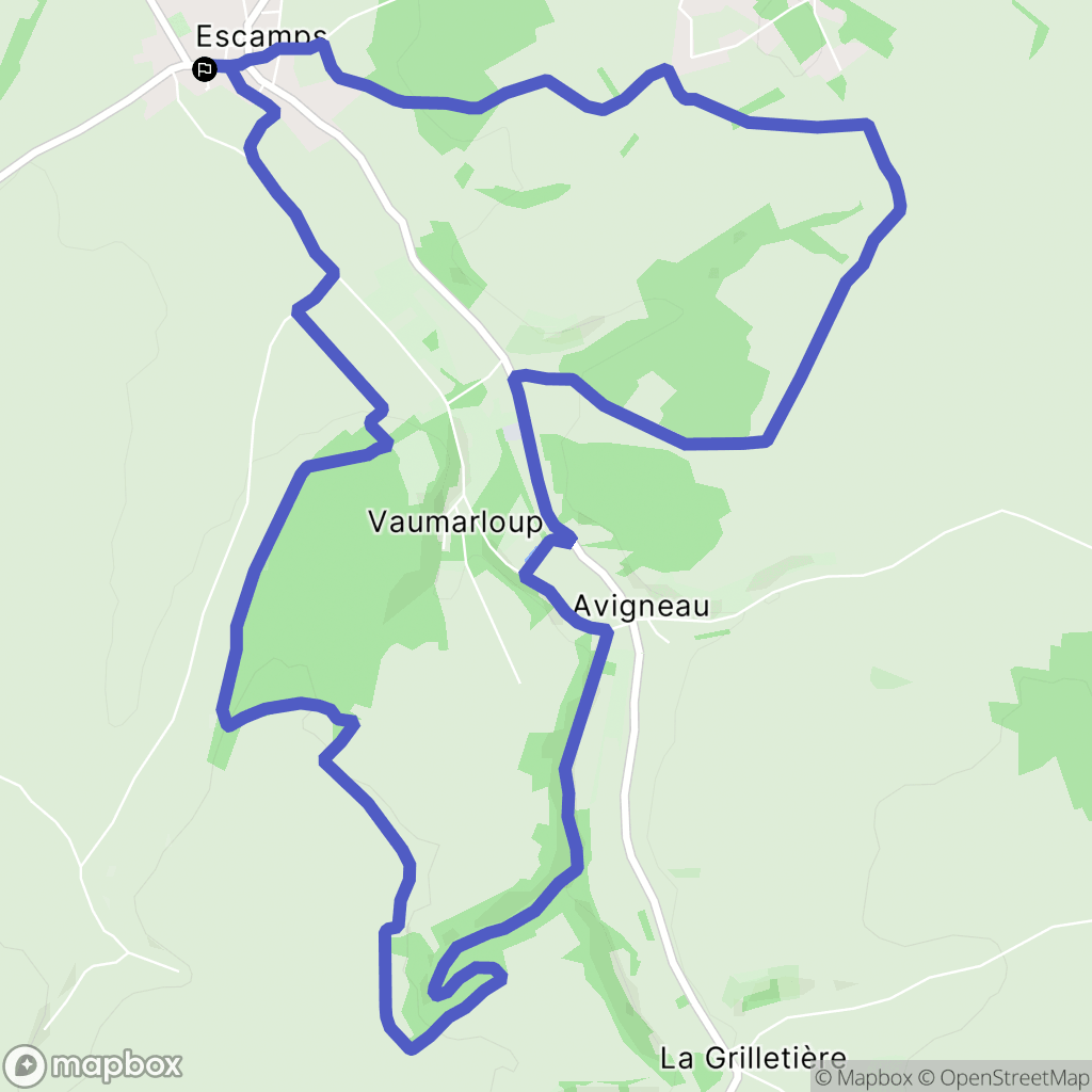Escamps : carte du parcours de randonnée - France