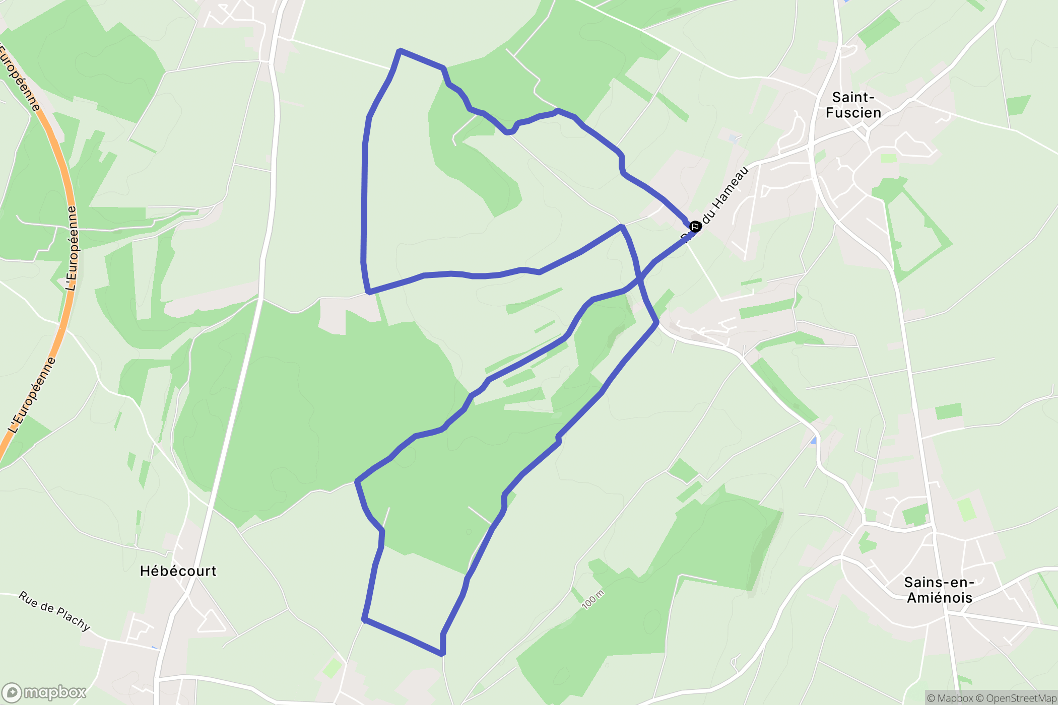 Saint-Fuscien : carte du parcours de randonnée - France