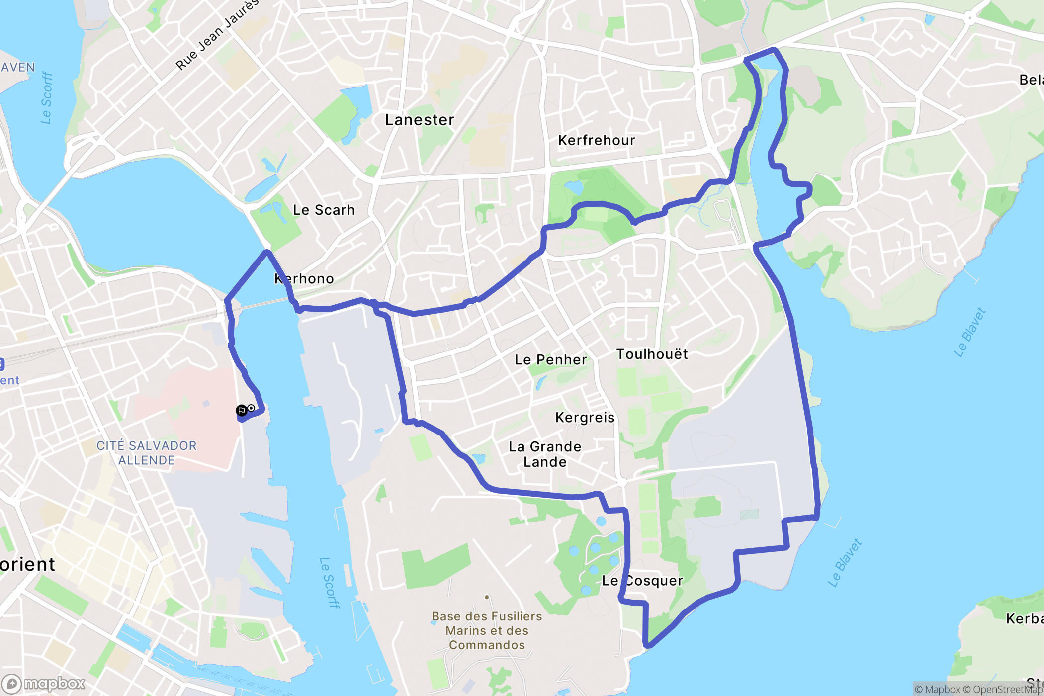 Lorient : carte du parcours de randonnée - France