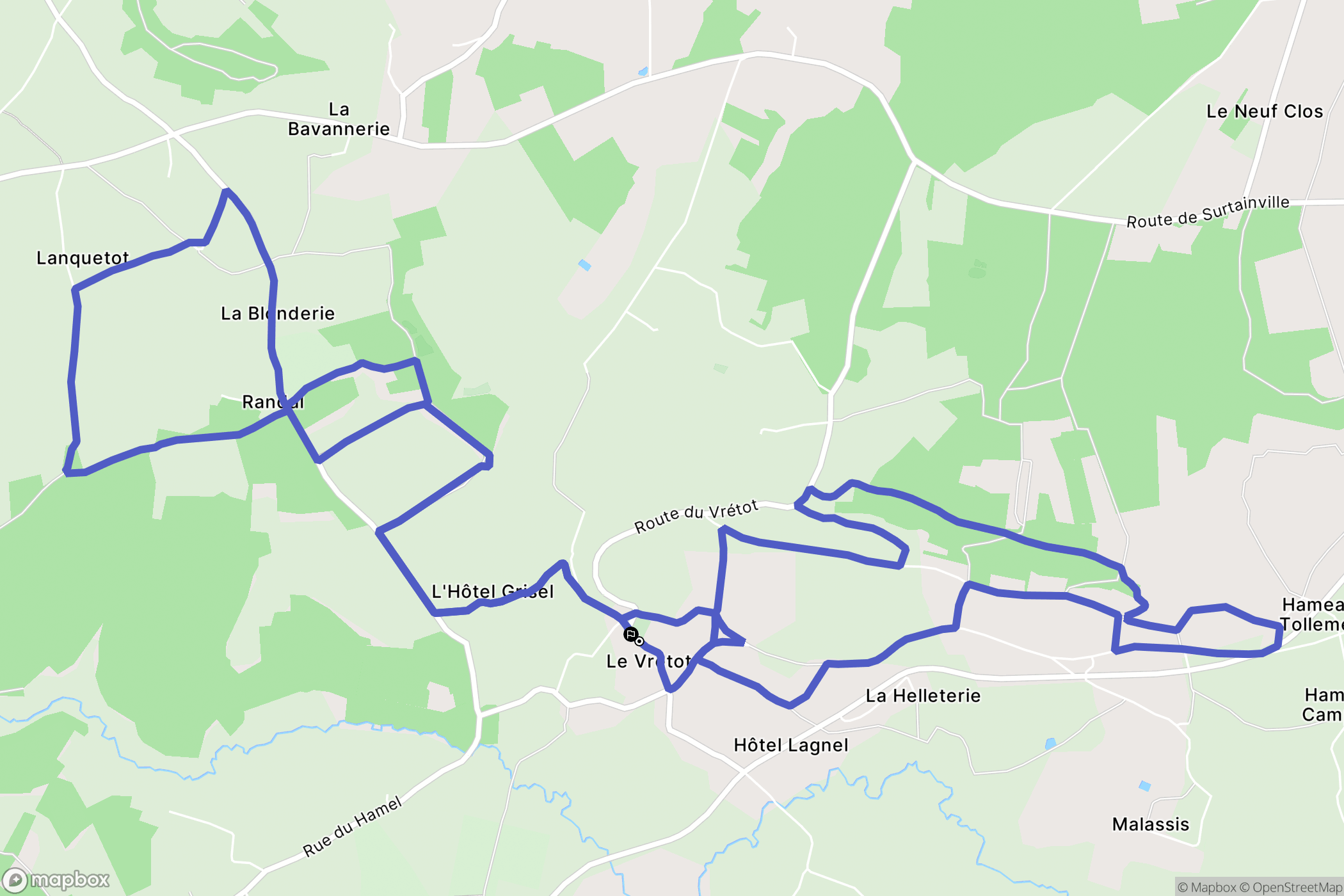 Bricquebec-en-Cotentin : carte du parcours de randonnée - France