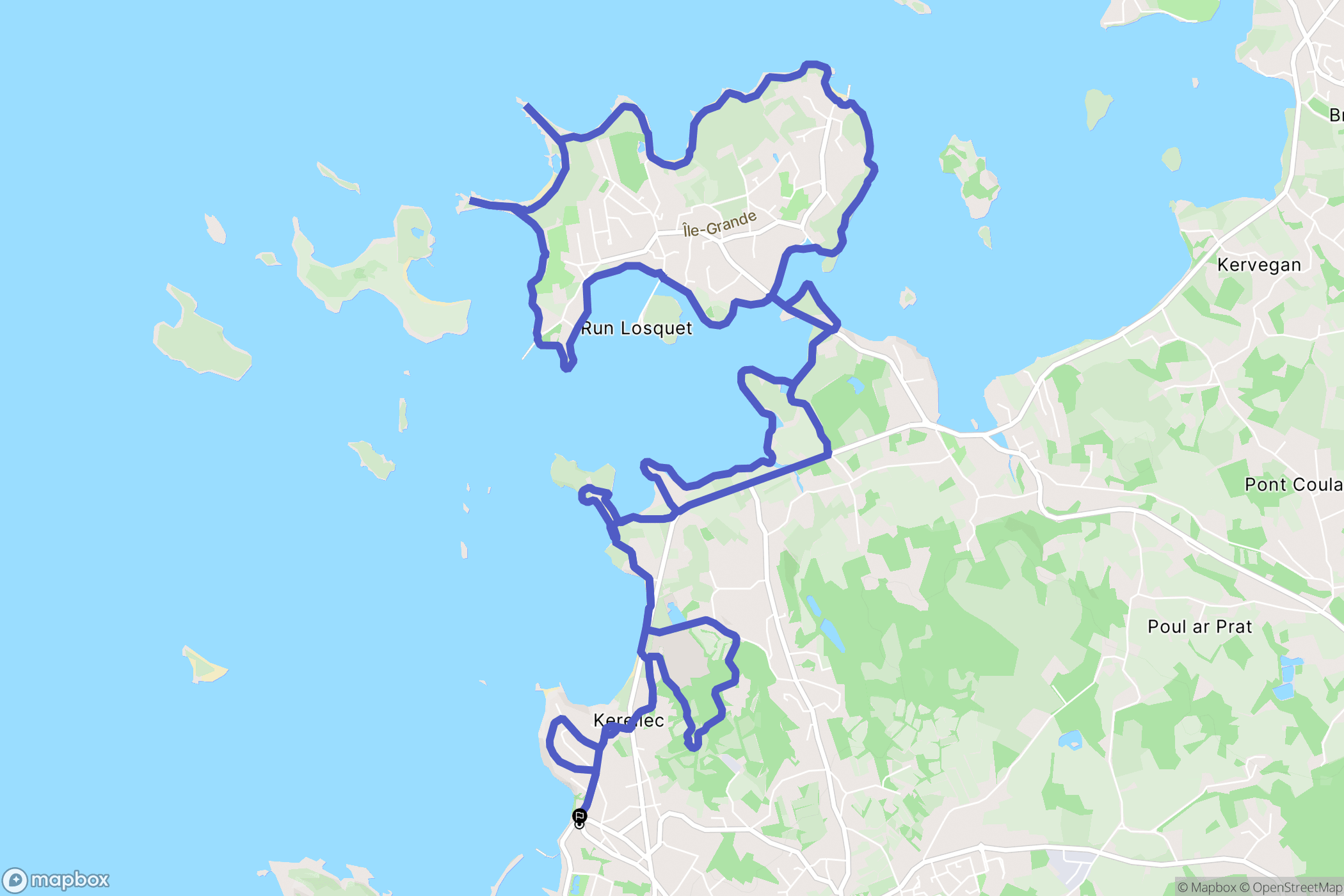 Trébeurden : carte du parcours de randonnée - France