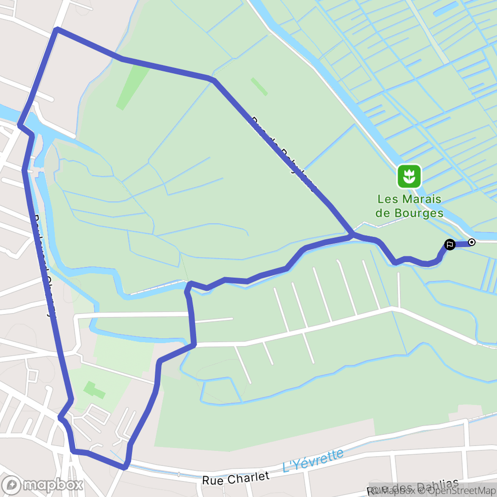 Bourges : carte du parcours de randonnée - France