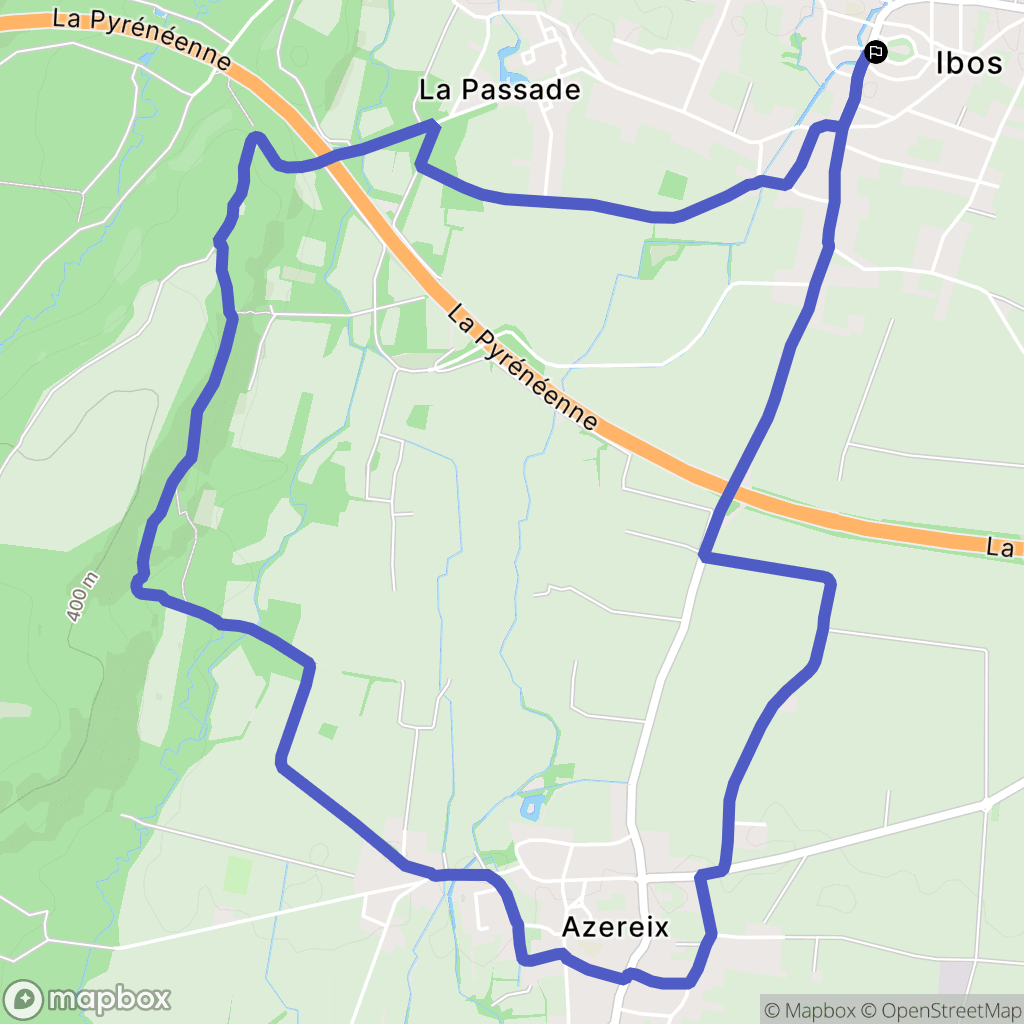 Ibos : carte du parcours de randonnée - France