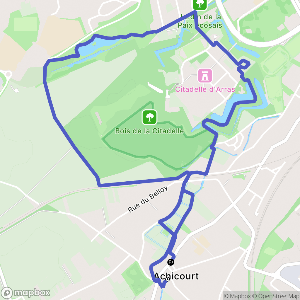 Achicourt : carte du parcours de randonnée - France