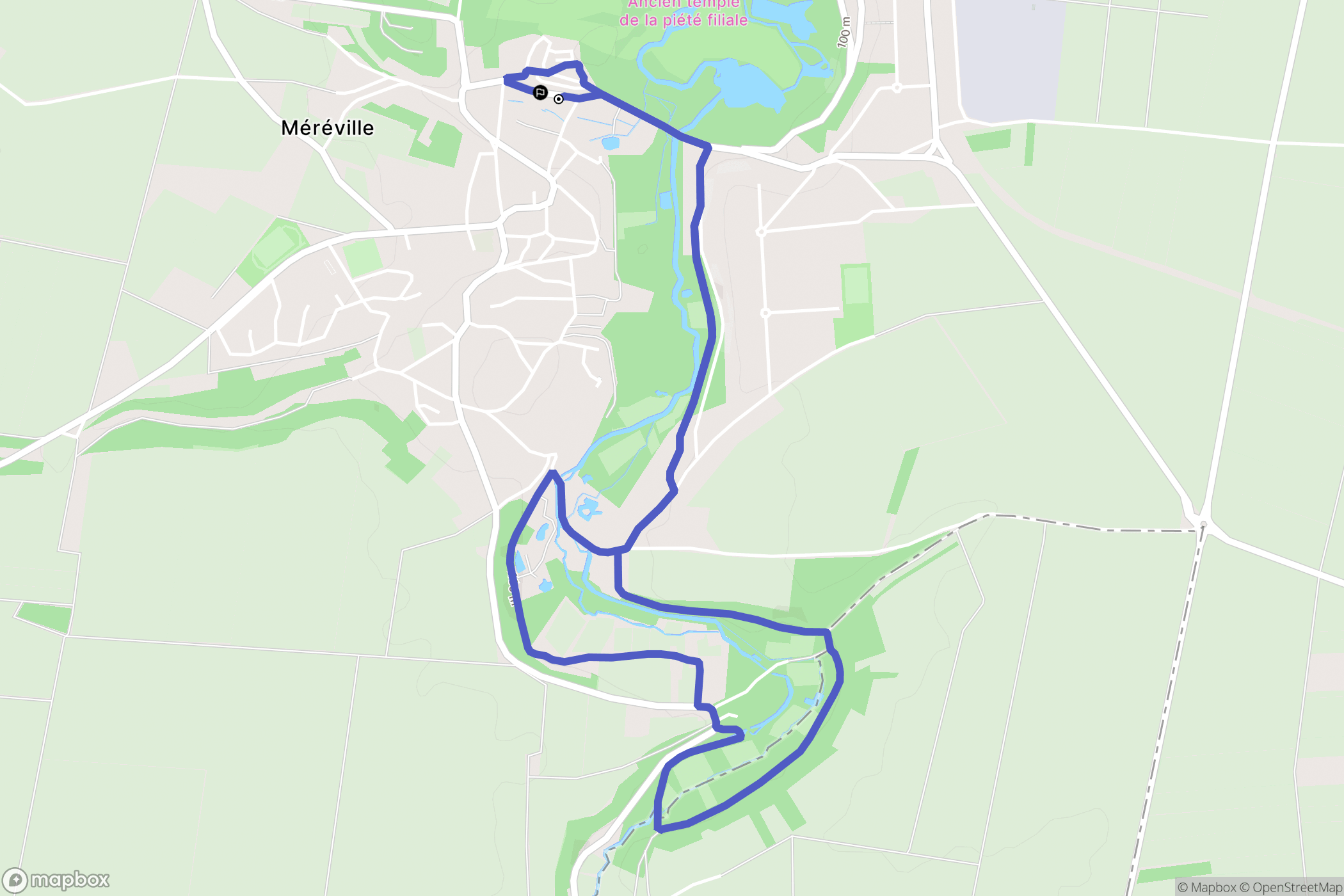 Le Mérévillois : carte du parcours de randonnée - France