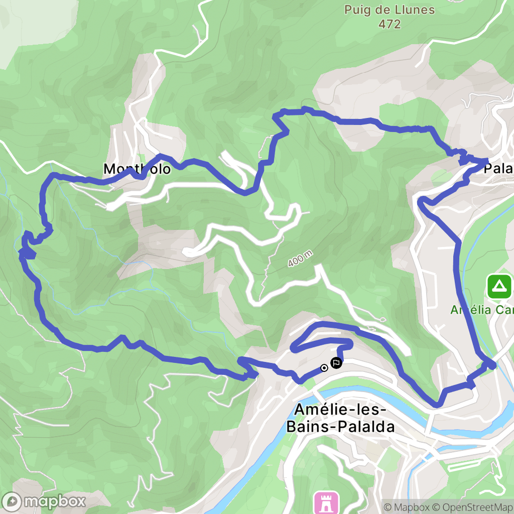 Amélie-les-Bains-Palalda : carte du parcours de randonnée - France