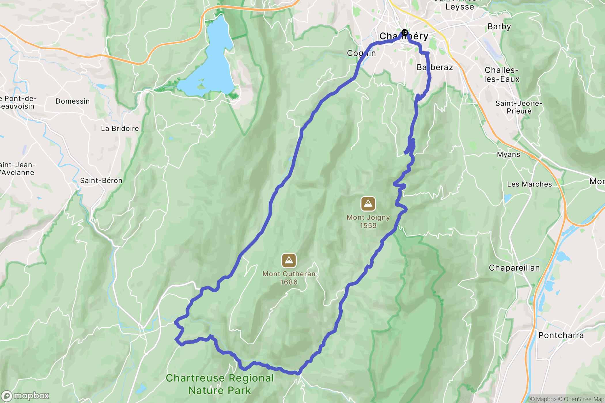 Chambéry : carte du parcours de randonnée - France
