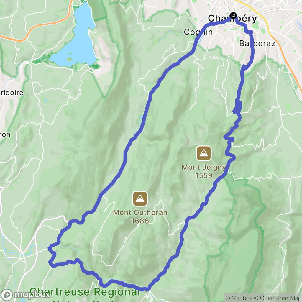 Chambéry : carte du parcours de randonnée - France