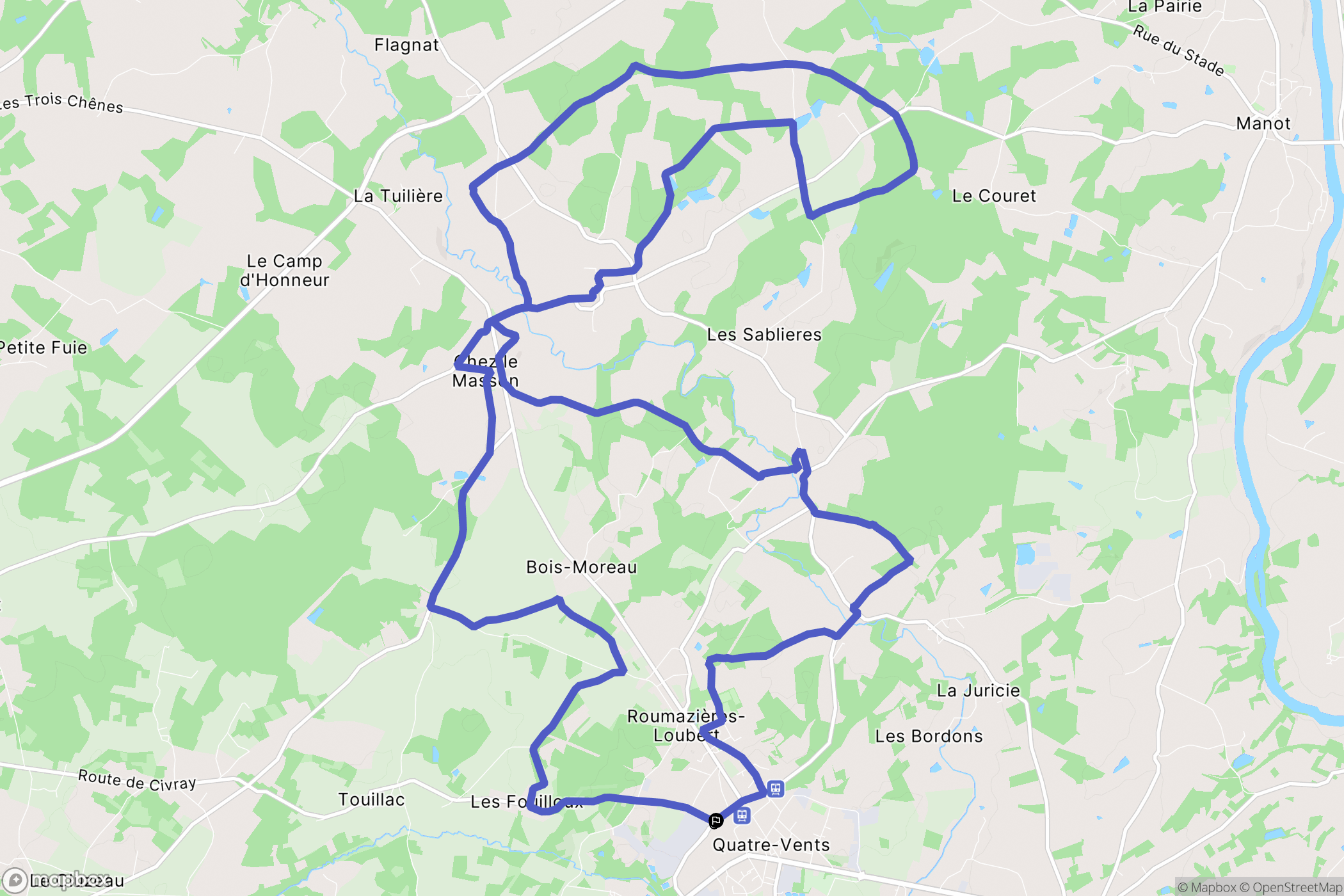 Roumazières-Loubert : carte du parcours de randonnée - France