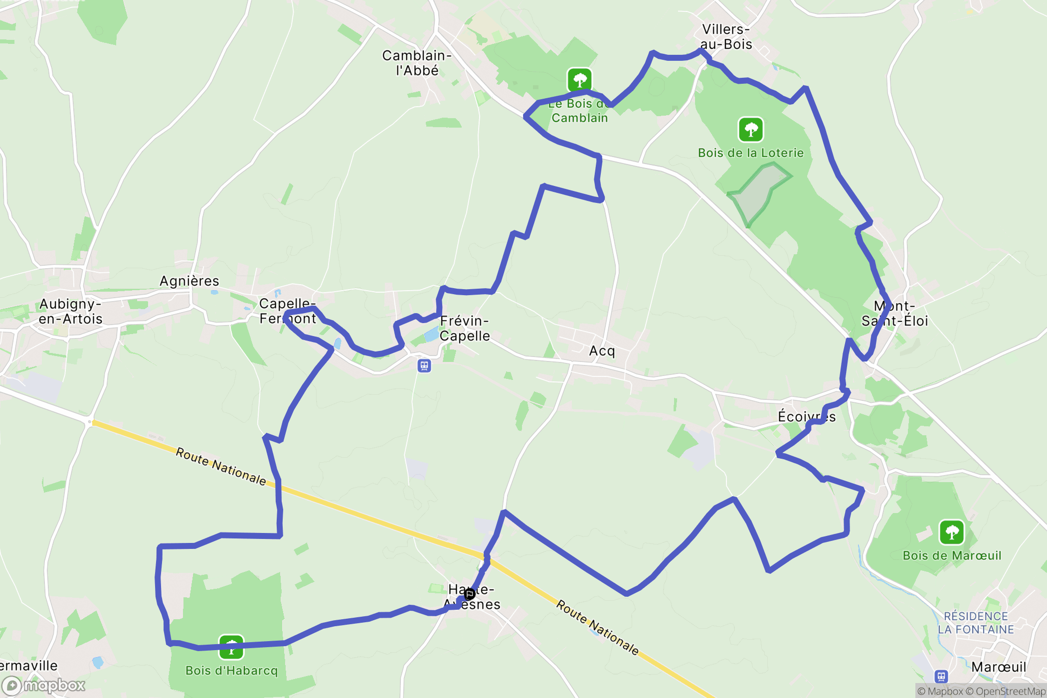 Haute-Avesnes : carte du parcours de randonnée - France