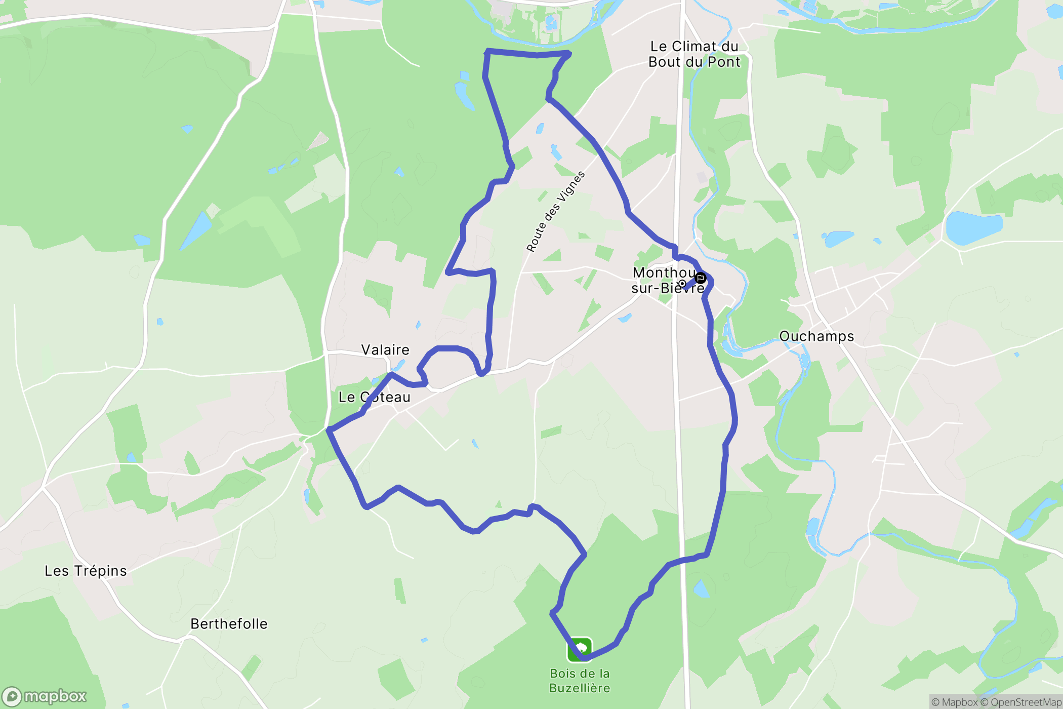 Monthou-sur-Bièvre : carte du parcours de randonnée - France