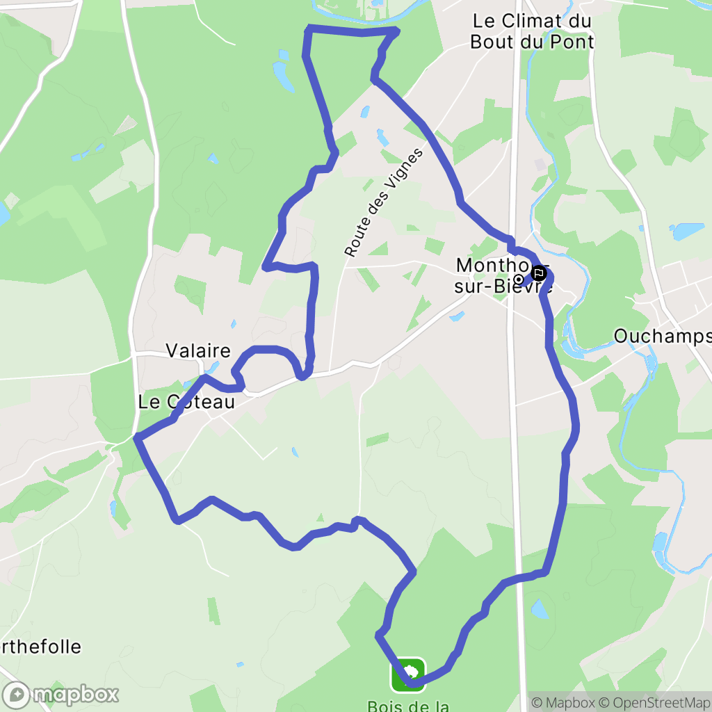 Monthou-sur-Bièvre : carte du parcours de randonnée - France