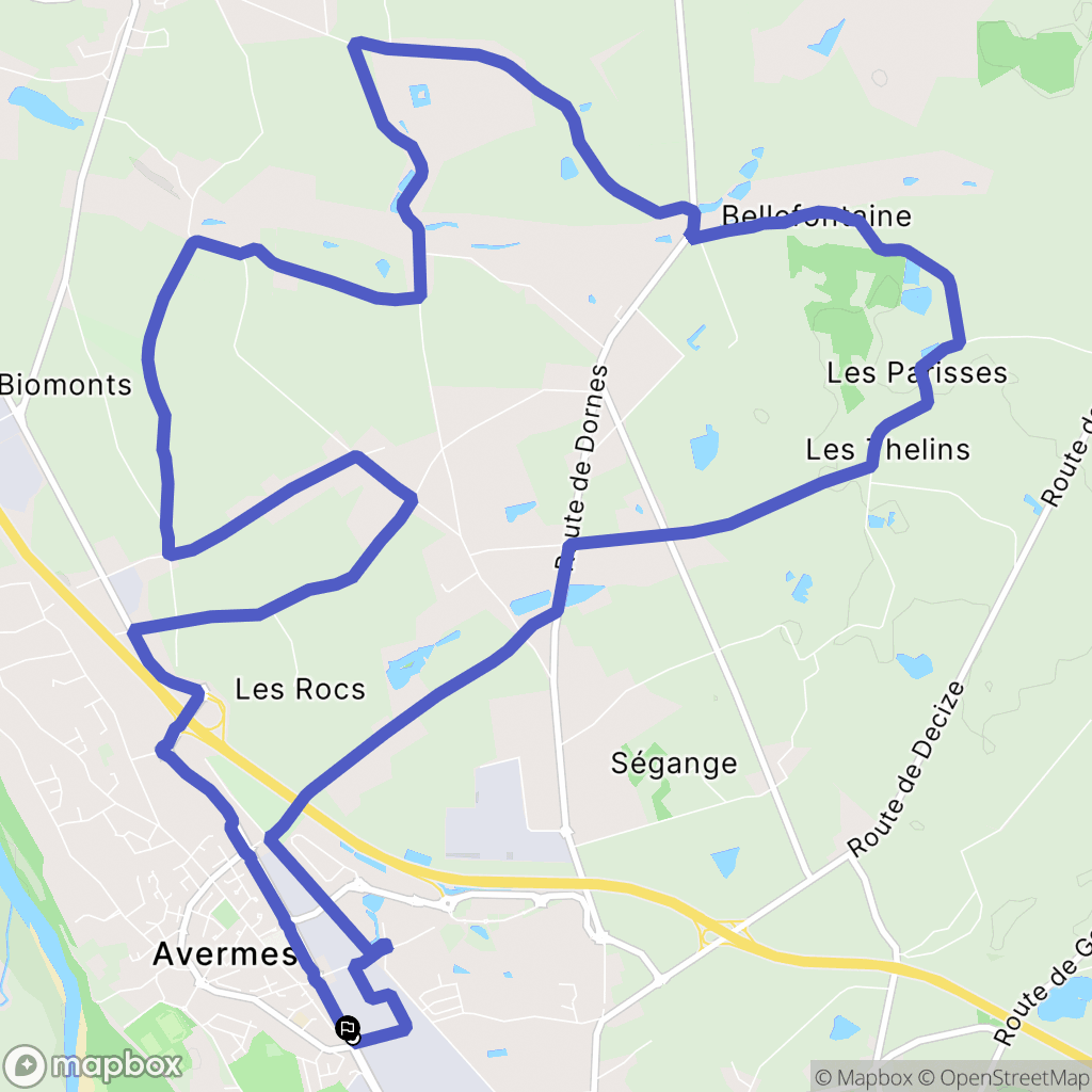 Moulins : carte du parcours de randonnée - France