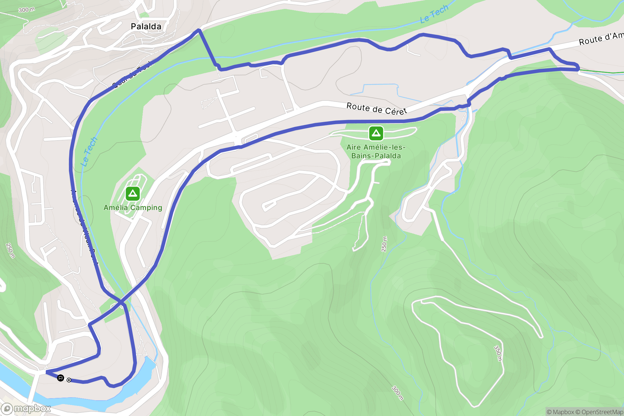 Amélie-les-Bains-Palalda : carte du parcours de randonnée - France