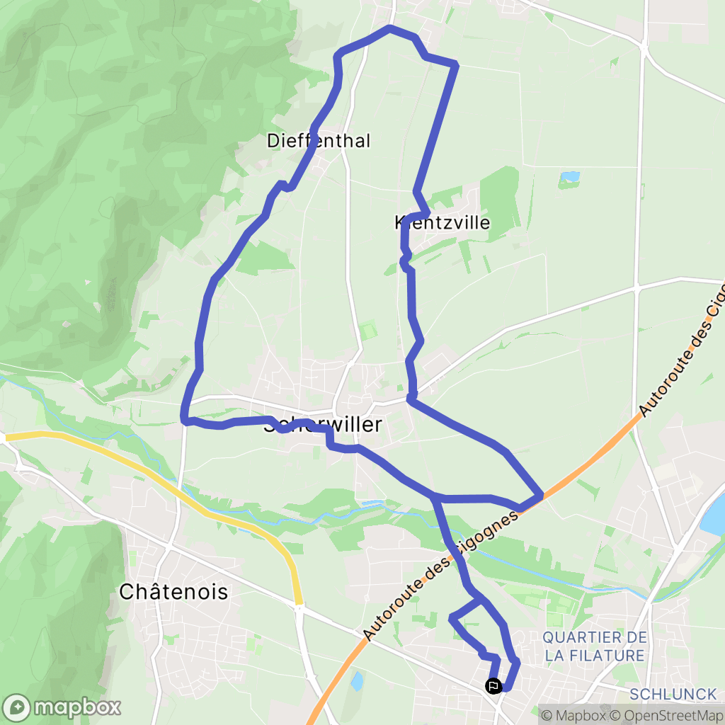 Sélestat : carte du parcours de randonnée - France