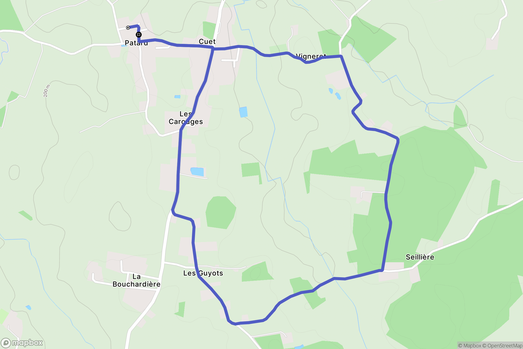 Montrevel-en-Bresse : carte du parcours de randonnée - France