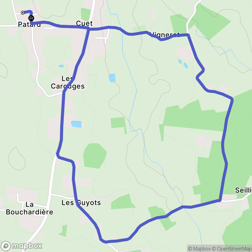Montrevel-en-Bresse : carte du parcours de randonnée - France
