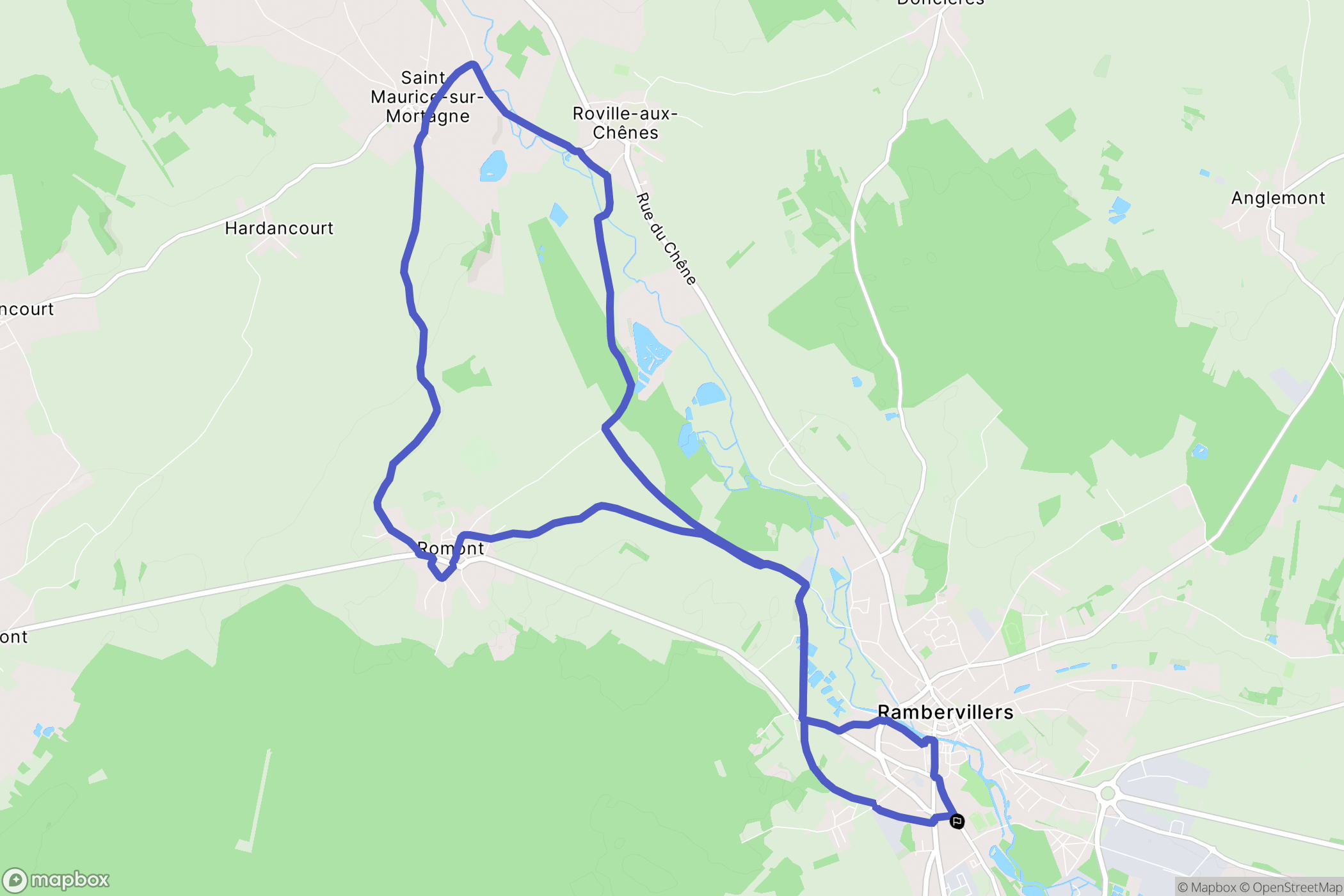 Rambervillers : carte du parcours de randonnée - France