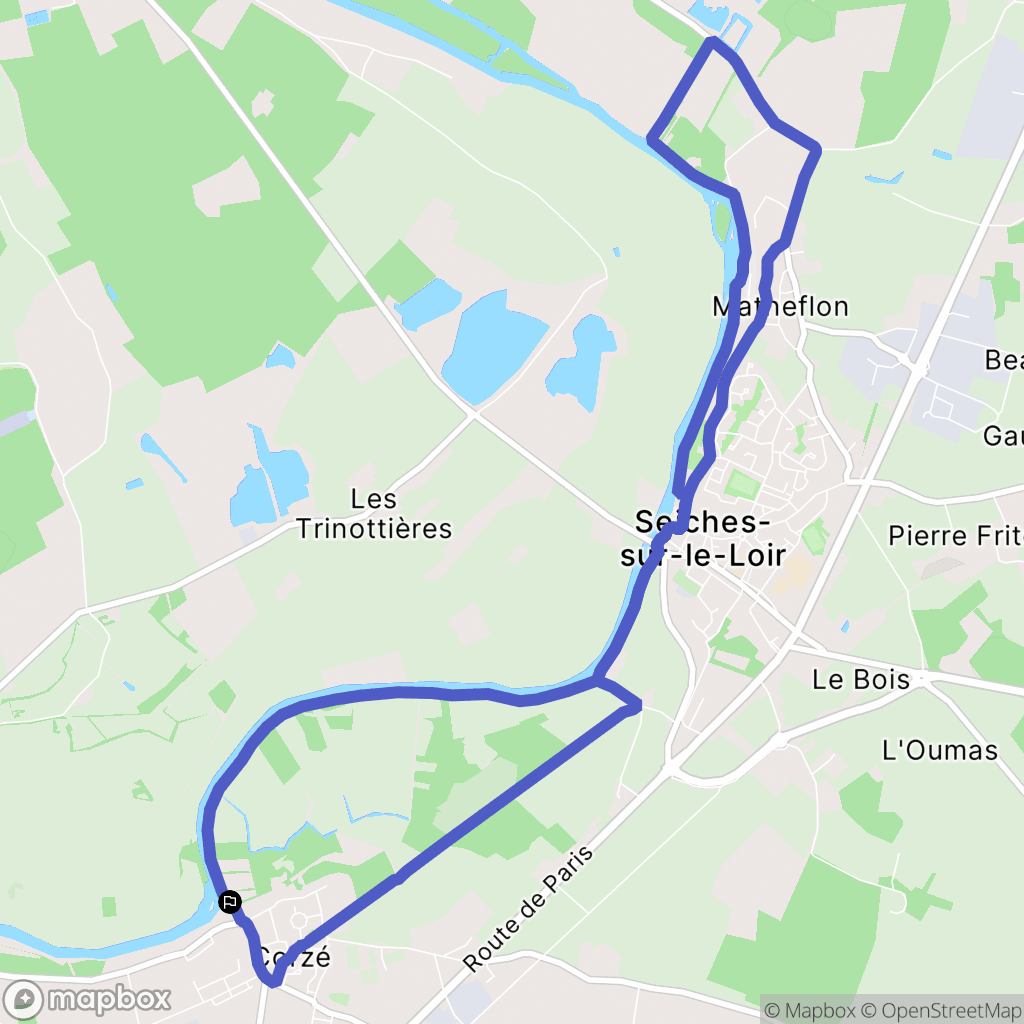 Corzé : carte du parcours de randonnée - France
