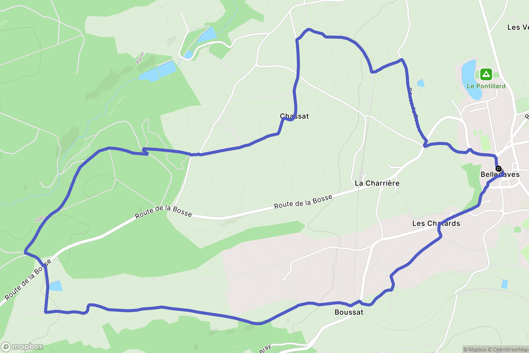 Bellenaves : carte du parcours de randonnée - France