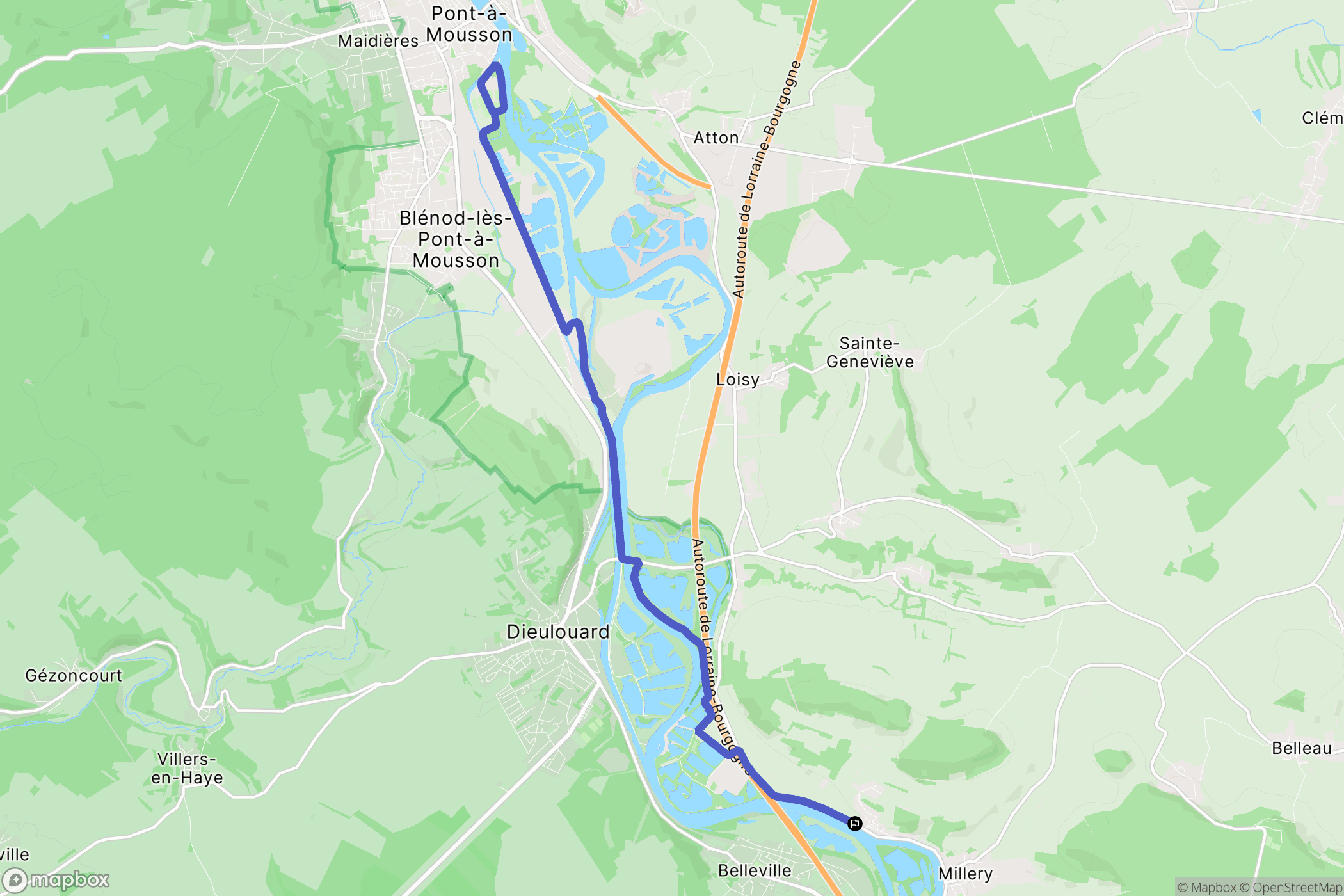 Autreville-sur-Moselle : carte du parcours de randonnée - France
