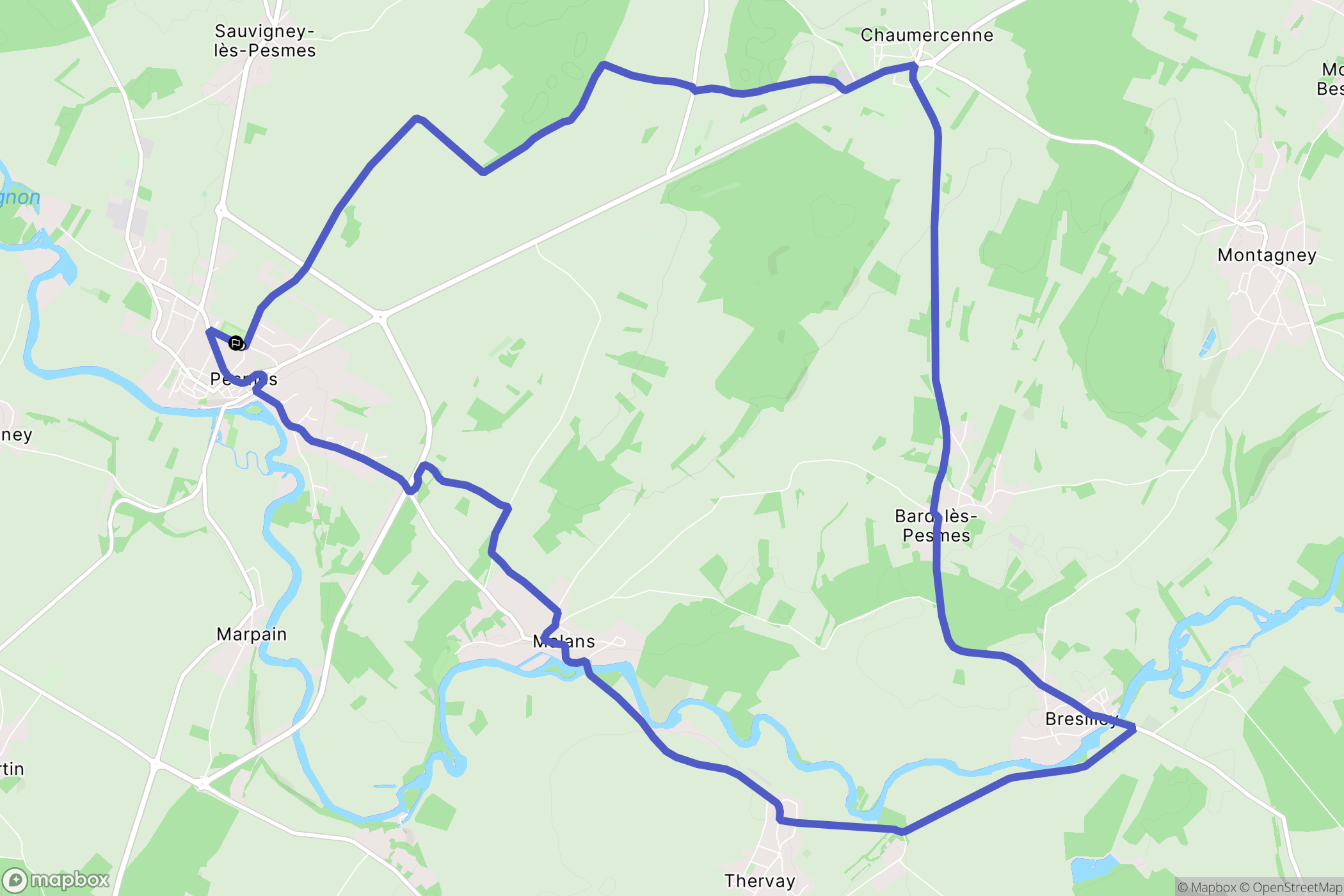 Pesmes : carte du parcours de randonnée - France