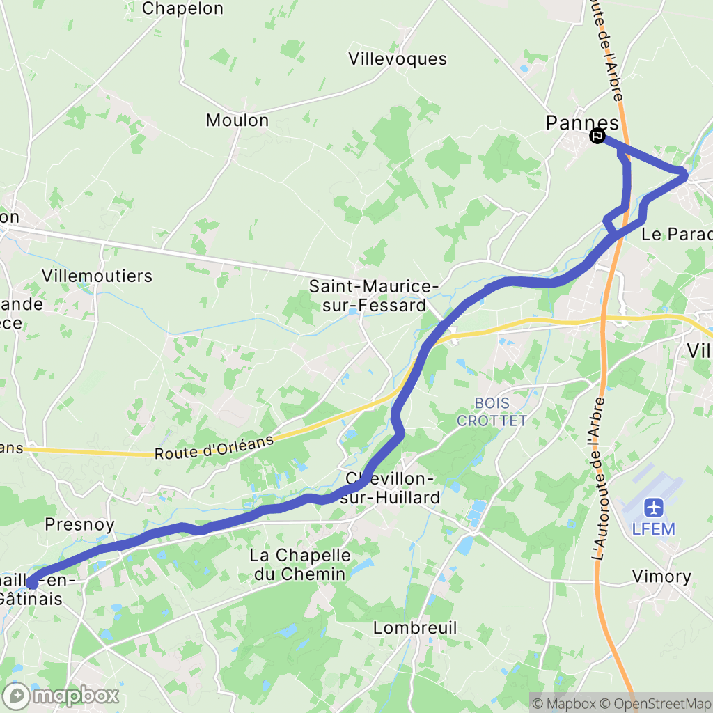 Pannes : carte du parcours de randonnée - France