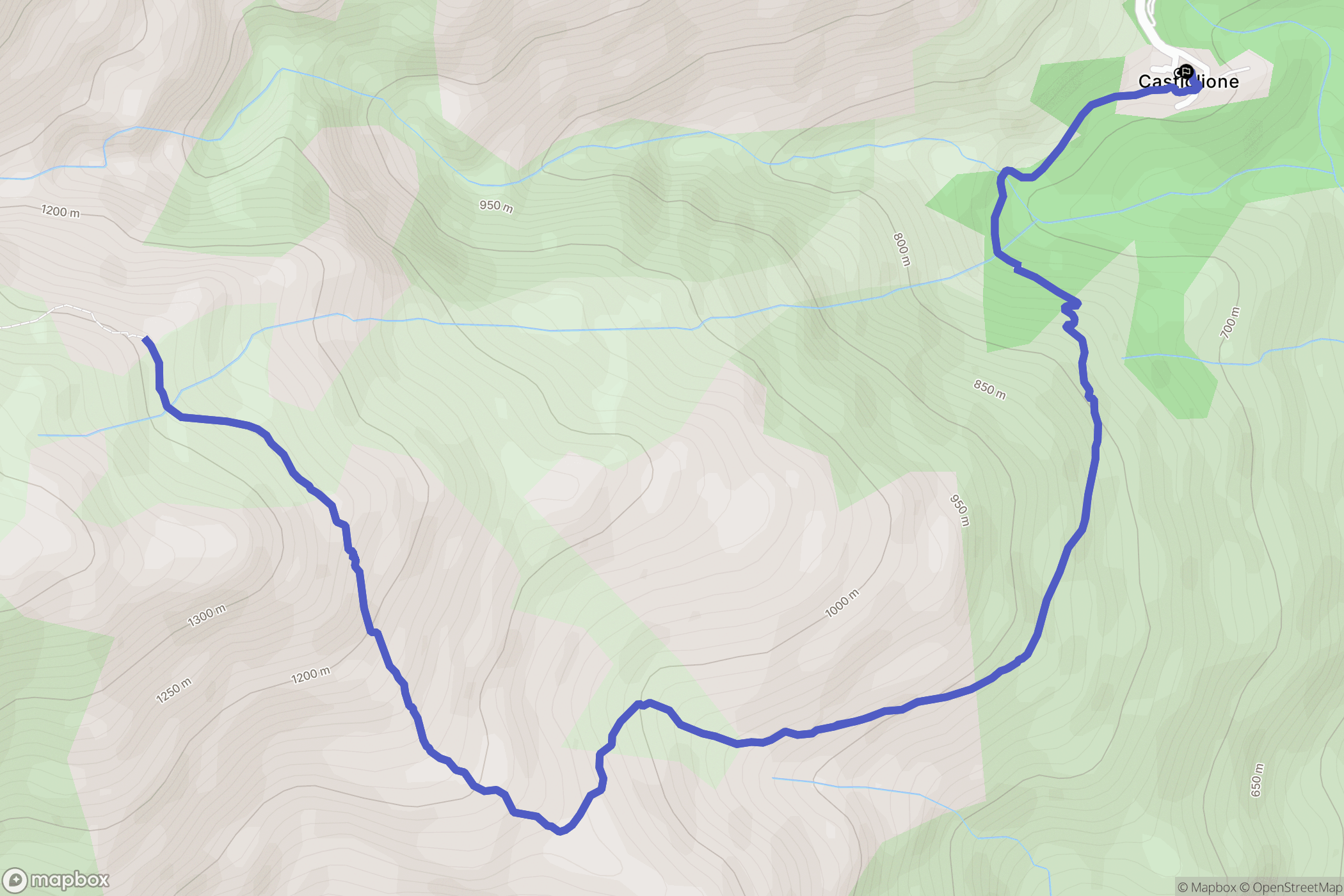 Castiglione : carte du parcours de randonnée - France